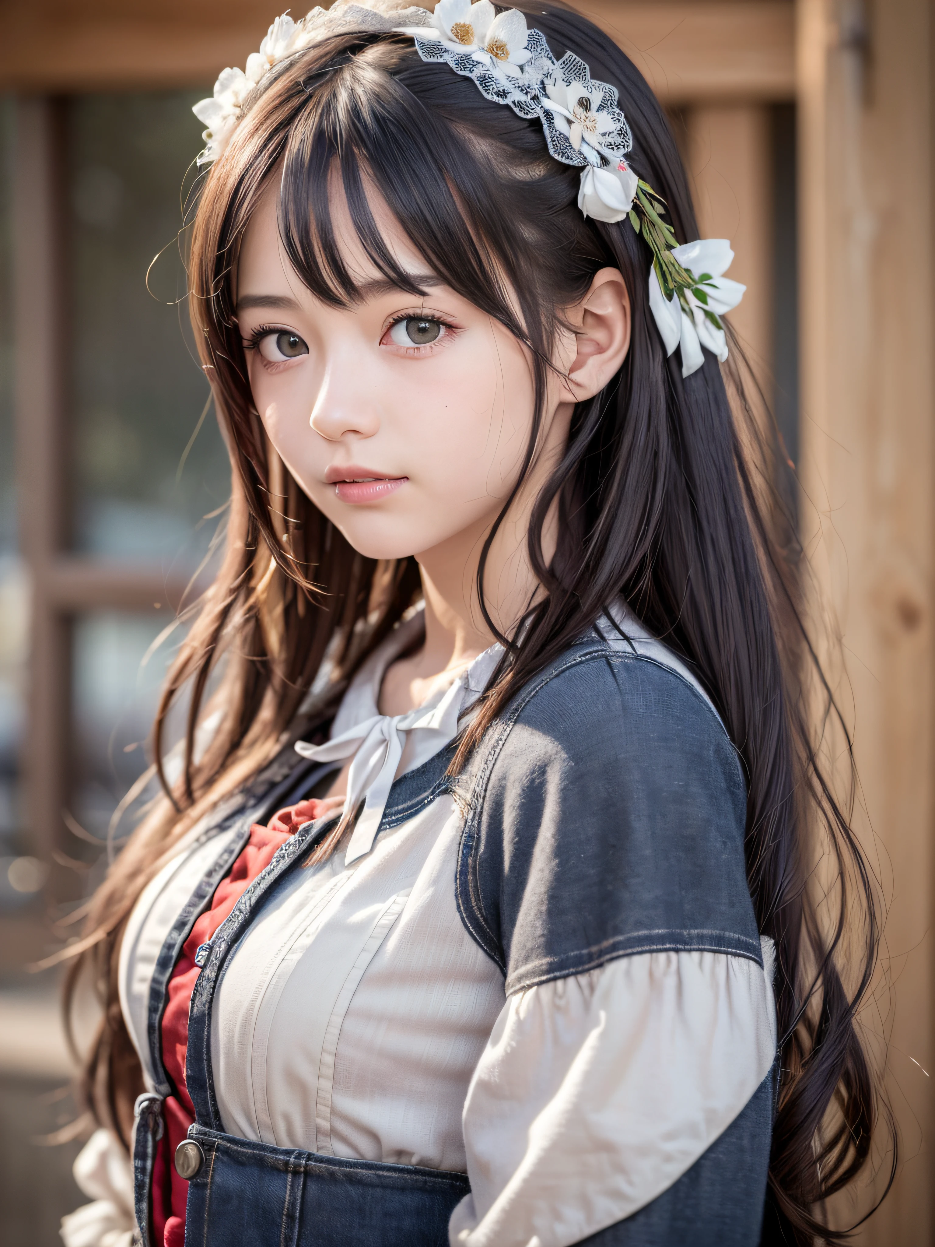 (realistic, photo-realistic:1.37), incredibly absurdres, (insanely detailed:1.3), 8k, (masterpiece), (best quality:1.4), (ultra high res:1.2), (RAW photo:1.2), ultra detailed background, (unity 8k wallpaper), 1 nogizaka girl, utterly cute, (((bishojo:1.35))), (((14yo:1.4))), (chiemsee tracht), an exquisitely detailed and beautiful face and eyes and skin, detailed black shine hair, small-medium breasts, a chiemsee tracht with delicate and beautiful soft fabric, smile at the camera, cowboy shot, swiss landscapes, professional lighting