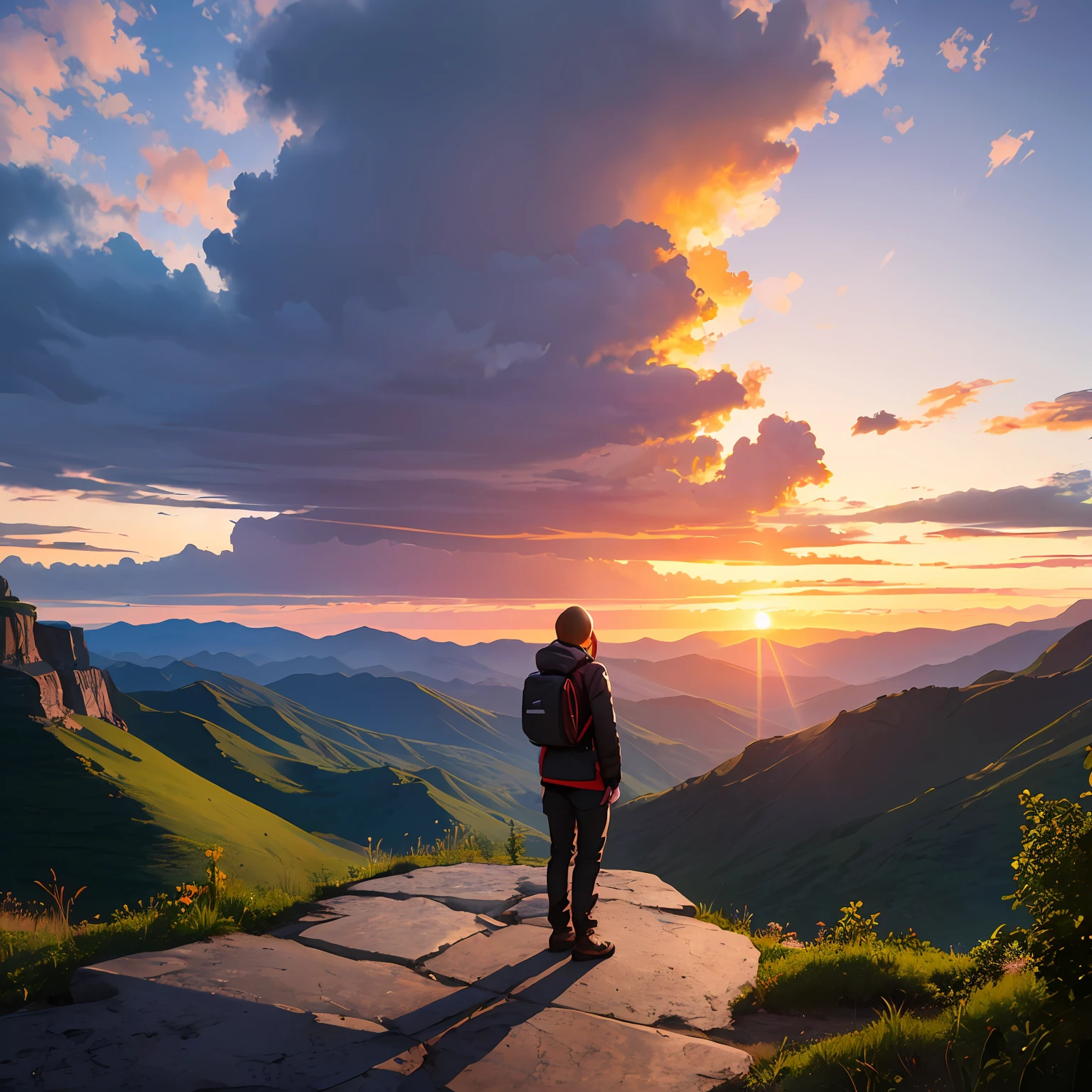 Believe in yourself, as confidence is the first step to achieving your wildest dreams. You are capable of amazing things, a person standing on the edge of a cliff, looking at a vast valley and illuminated by the rising sun, determination and hope in the face, Photography, using a Canon EOS R5 camera with 20mm wide-angle lens, f/8 aperture, ISO 100, and shutter speed of 1/125s to capture the scale and brightness of the scene,  --ar 16:9 --v 5 --auto