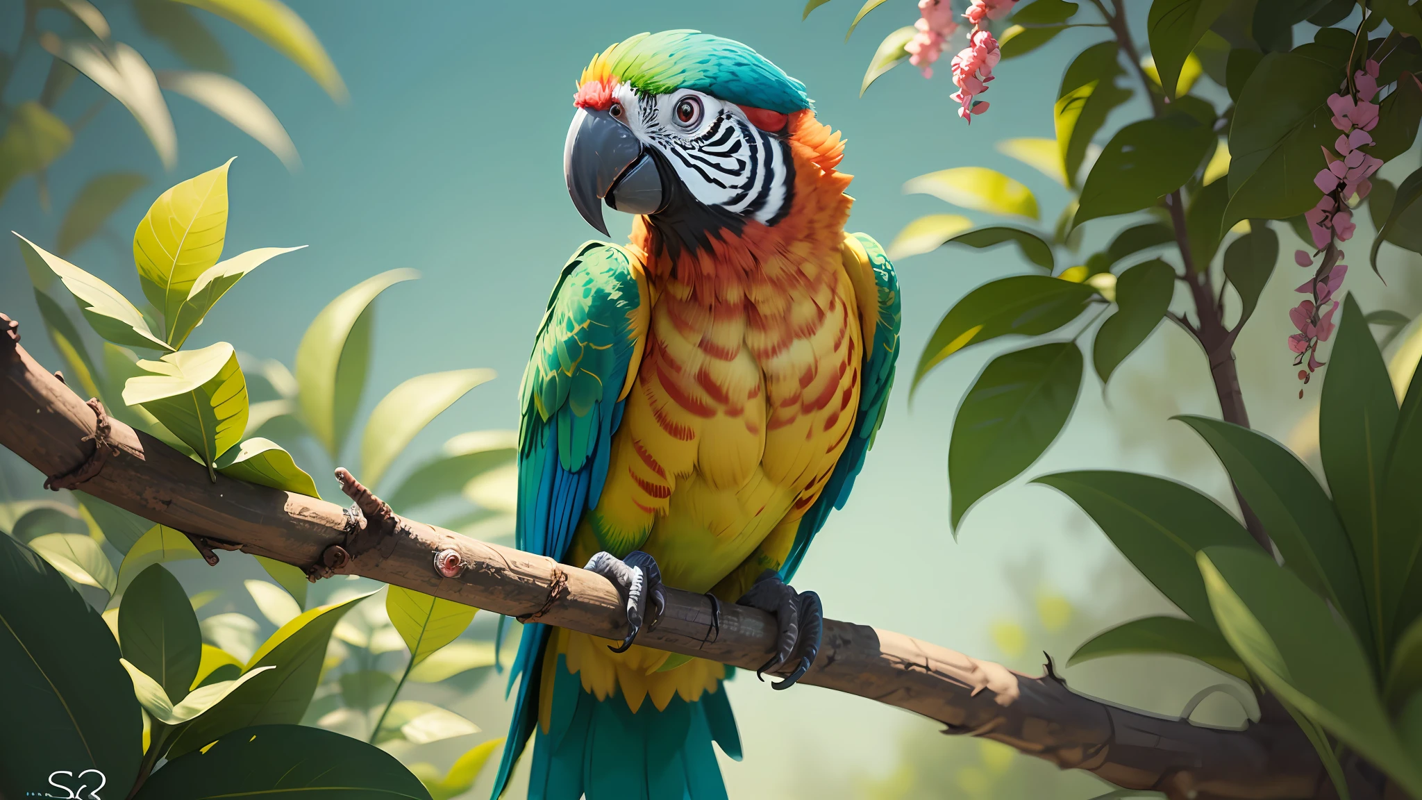 colorful parrot sitting on a tree, on a beautiful day open sky, color HD image, realistic color photography, colorful bird with green and red plume and open wings, highly detailed digital painting, rich colorful, photorealistic printing of exotic birds, colorful, beautiful and colorful, highly realistic photo, pet bird, multicolored, highly colored ultra realistic,8k --auto --s2