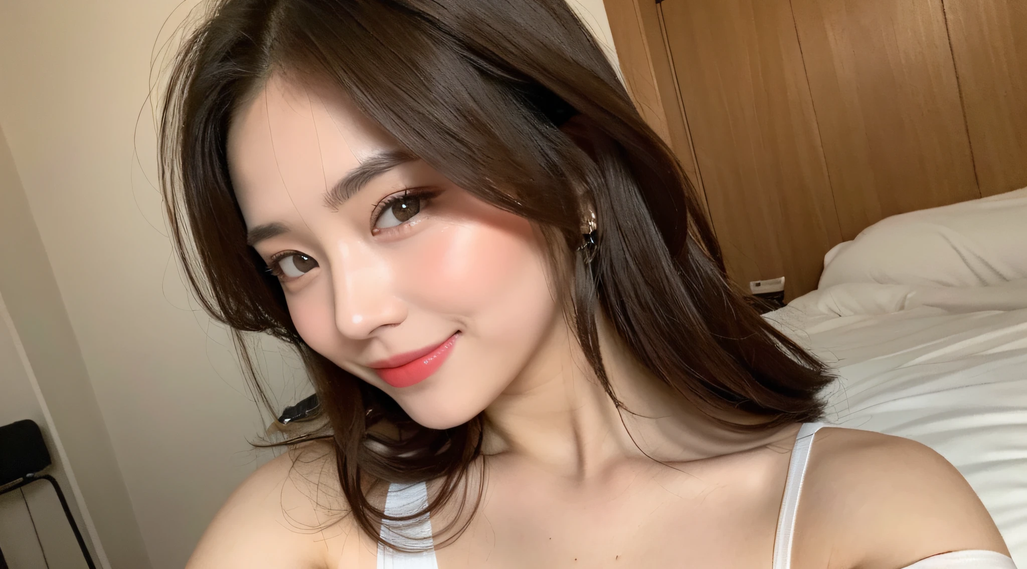 ((Best Quality, 8K, Masterpiece: 1.3)), 1girl, Slim Abs Beauty: 1.3, (Hairstyle Casual, Big Breasts: 1.2), Dress: 1.1, Super Fine Face, Delicate Eyes, Double Eyelids, Smile, Home