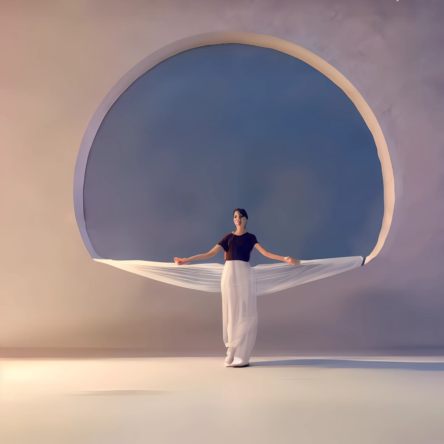 Young woman in black dress standing in a white room with a window with a sky view in the background and a circular window inspired by Anna Hussli, still on screen and silk, editorial and advertising photos, ethereal sheer translucent fabric, Japan woman standing on one leg, in front of a white background, in a white room, with anatomically accurate hands resting on a black hammock, against the background of a white glowing window, The background should be neutral and simple, allowing a woman to be the focal point of the image. Pay attention to every detail, such as highlights and shadows on the face and hair, to create a realistic and realistic image. Experiment with different lighting techniques to improve the mood and mood of your portrait. The final product should be a masterpiece that captures the essence and beauty of women ((Highly detailed skin, skin details)), Sharp Focus, Volumetric Mist, 8k UHD, DSLR, High Quality, Film Grain, Fujifilm XT3 Negative prompt: ((((Big hands, non-detailed skin, semi-realistic, CGI, 3D, rendering, sketching, cartoon, drawing, animation)))), (((ugly mouth, ugly eyes, missing teeth, crooked teeth, close-up, cropped, out of frame)))), worst quality, low quality, JPEG artifacts, ugly, duplicated, pathological, amputated, extra fingers, mutated hands, poorly drawn hands, poorly drawn face, mutation, deformation, blurry, dehydrated, anatomy, poor proportions, extra limbs, crohn face, Deformed, coarse proportions, malformed limbs, no arms, no legs, extra arms, extra legs, fused fingers, many fingers