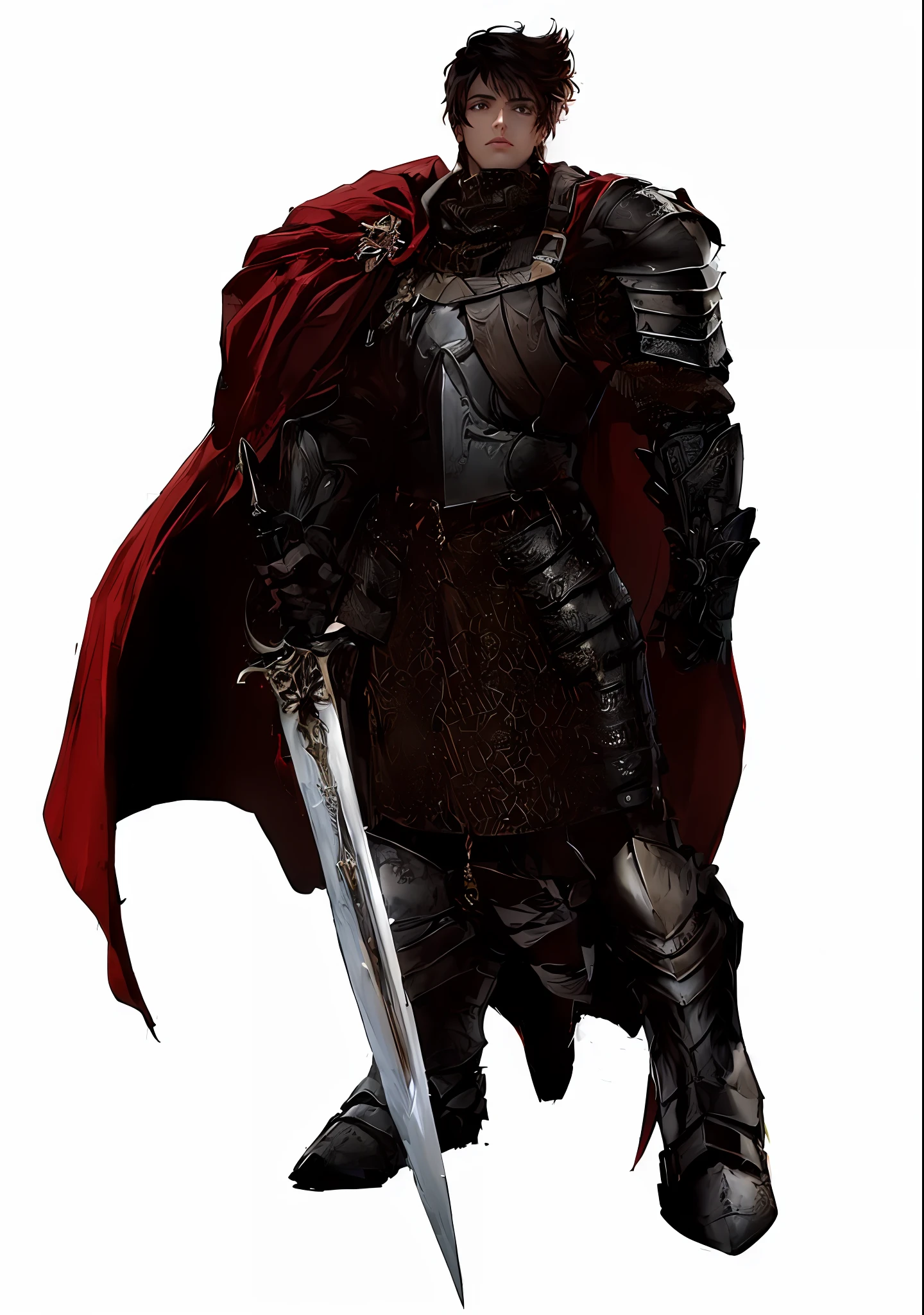 A closeup of a person in armor with a sword, Elisha Cuthbert as a D&D Paladin, Poots Imogen as a D&D Paladin, Female knight, Lady in red armor, Medieval male knight, Silver and reddish colored armor, Using heavy armor with cape, Image of male male Paladin, Armored knight in red 4k, lighten the image
