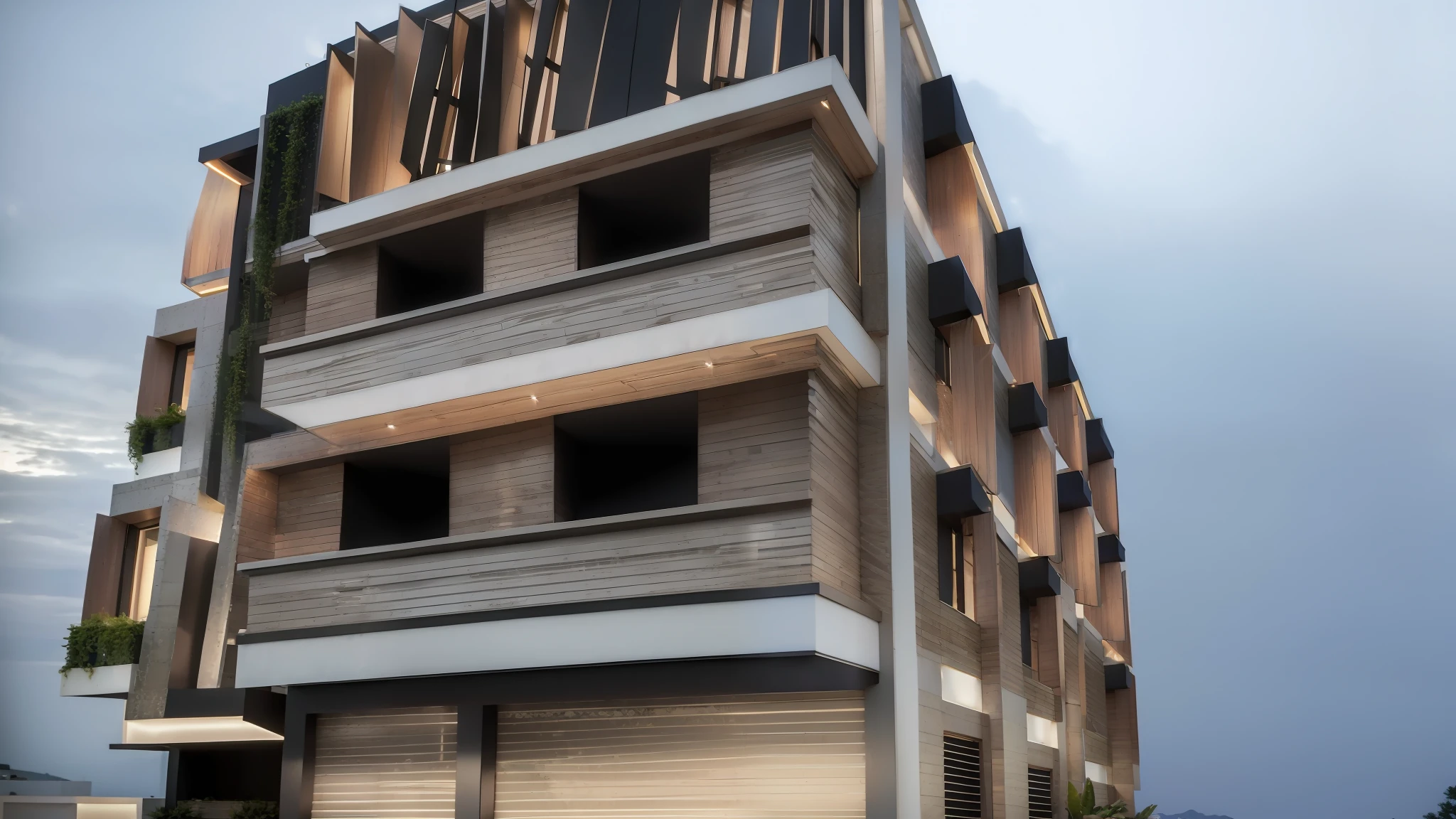 Modern exterior architecture, elevation, home design , plants in balcony