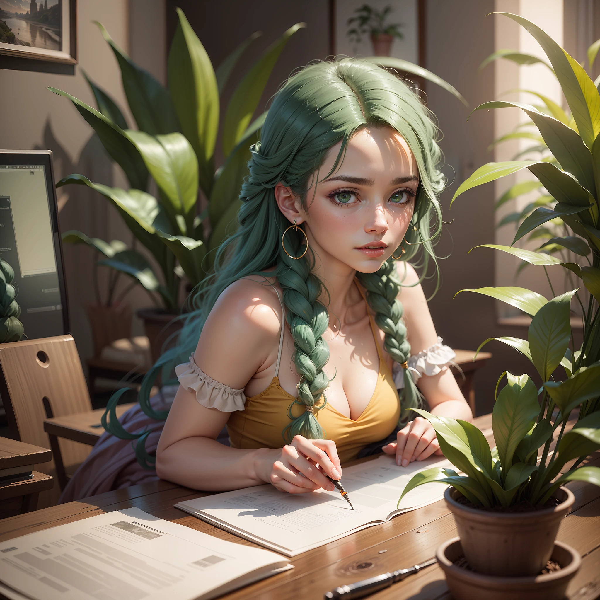 Computer Rendered Graphics, Realistic Fantasy, Extensive Landscape Ultra-Photography (general view showing glass glass, roots braiding glass, sansevieria, orange), blurred background, gloomy, yellow, green, purple background, pink, warm, magic, "Hyper-realistic textures," "Precise details," "Realistic still life," "Realistic portraits," "Realistic landscapes." Well, whoever proposed, he will unravel :)))