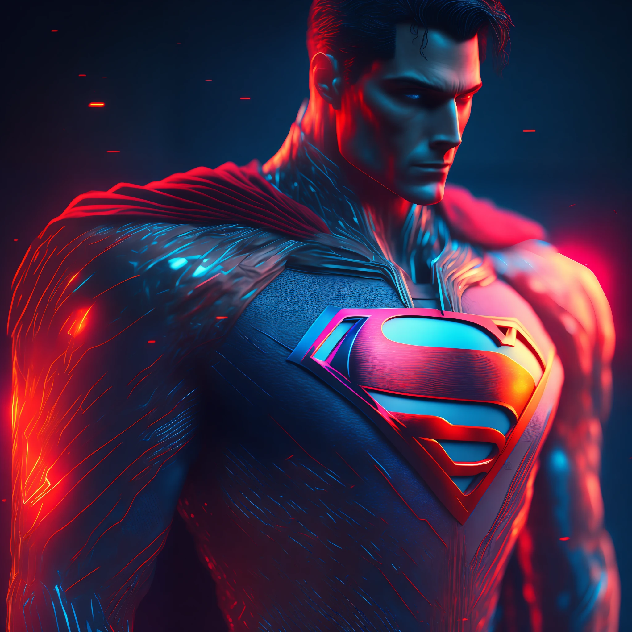 Superman's cybernetic suit, Cyberpunk, 8k