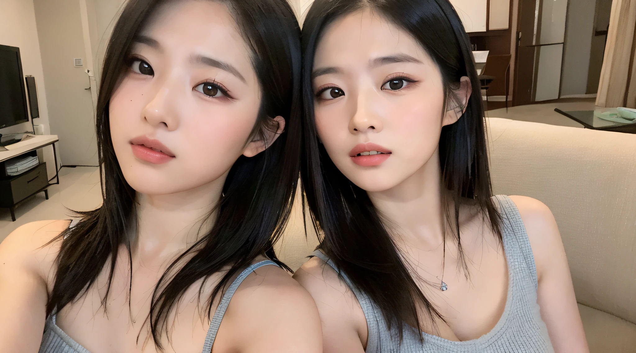 ((Best Quality, 8K, Masterpiece: 1.3)), Sharp: 1.2, Perfect Body Beauty: 1.4, Slim Abs: 1.2, ((Layered Hairstyle, :1.2)), (Good Girl Outfit: 1.1), (Indoor: 1.2), Wet: 1.5, Highly detailed face and skin texture, Detailed eyes, double eyelids, Look up at the lens,