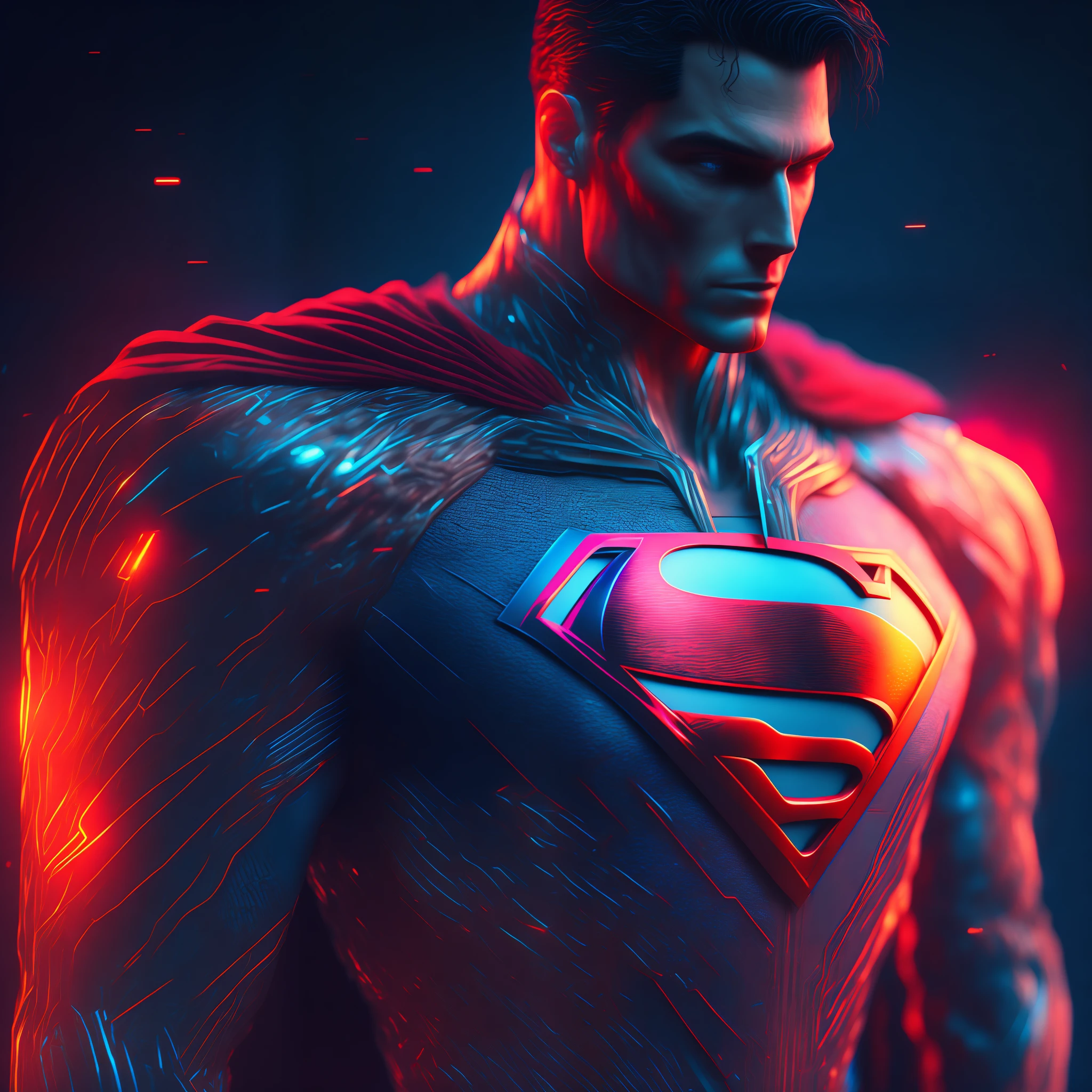 Superman's cybernetic suit, Cyberpunk, 8k