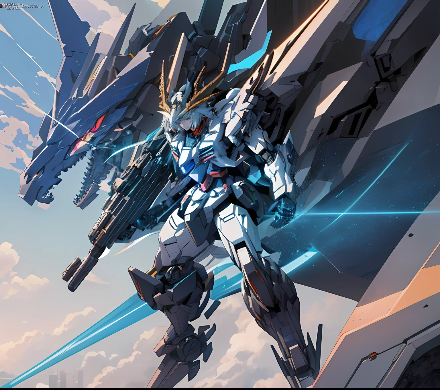 anime - style artwork of a futuristic looking robot with a blue tail, robot mecha female dragon head, sleek mecha female dragon head, mecha art, modern mecha anime, cool mecha style, detailed digital anime art, high detailed official artwork, mecha anime, 4k highly detailed digital art, anime mecha aesthetic, badass anime 8 k