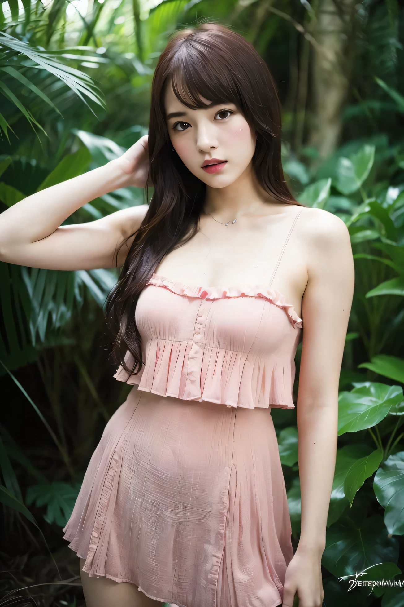 (8k, best quality, masterpiece, ultra highres:1.2) Photo of Pretty Japanese woman
 beautiful 3-D photograph kawaii female emma watson in resident Evil, (devil beautiful multidaigmind entity:1.36) in disney rainforest forest tarot card style, beautiful enchanting fashion contemporary painting with a