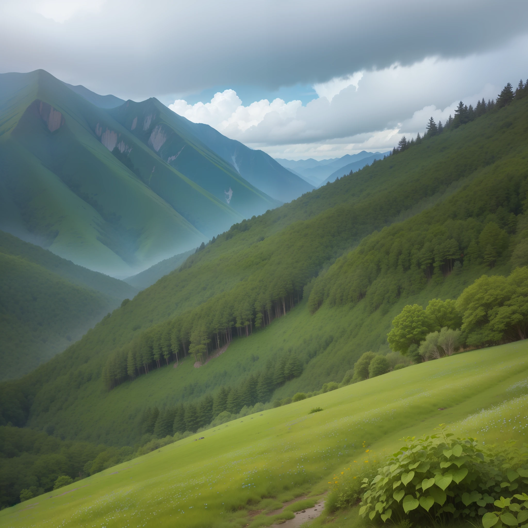The color of the mountain is freshly soaked green, and on the green ridge, there are a few fresh trees, I don't know if it is because it has just been baptized by the spring rain, under the clear sky at this moment, even the leaves are full of newborn youth.