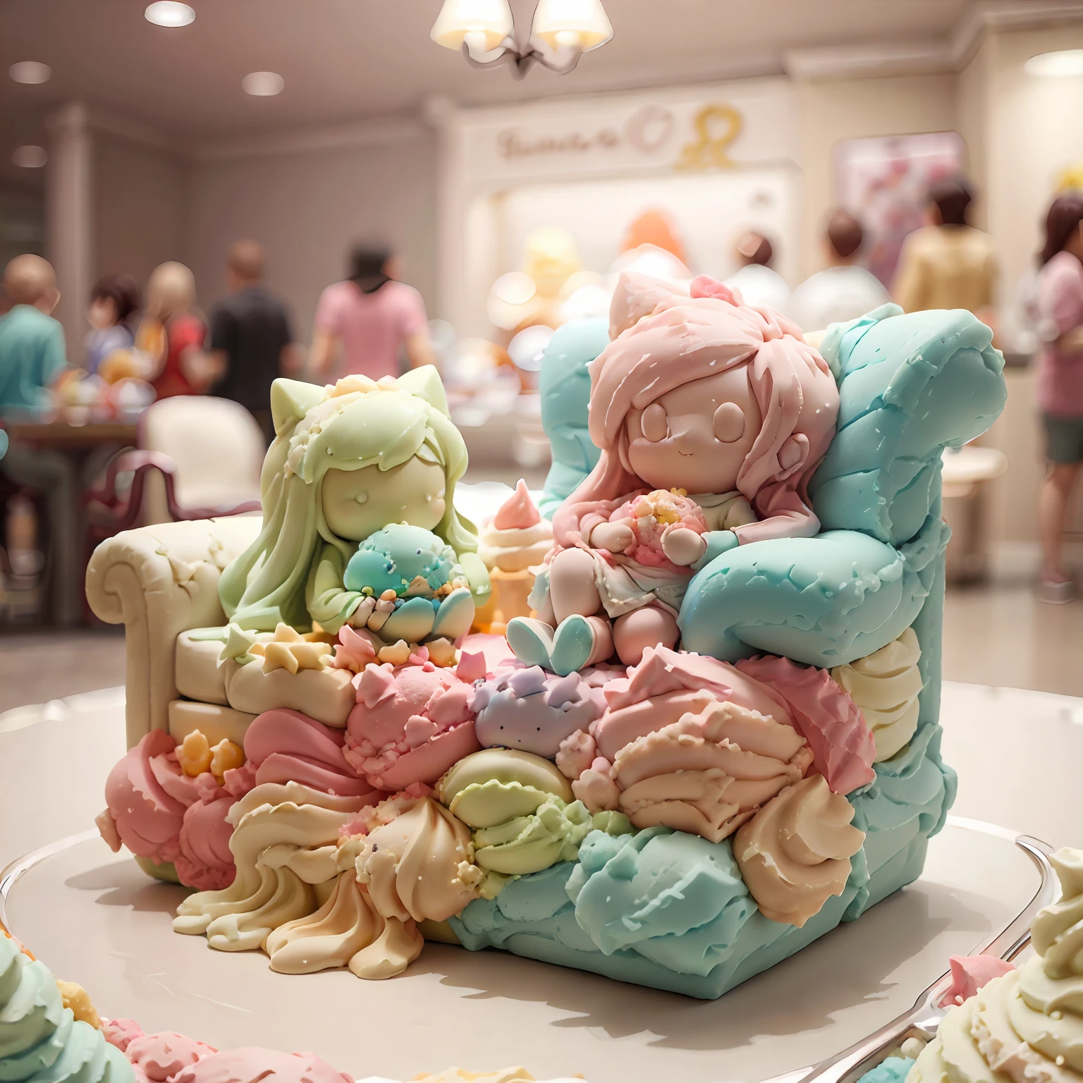 Ice cream style sofa, clay, blind box, (cute), masterpiece, best quality,