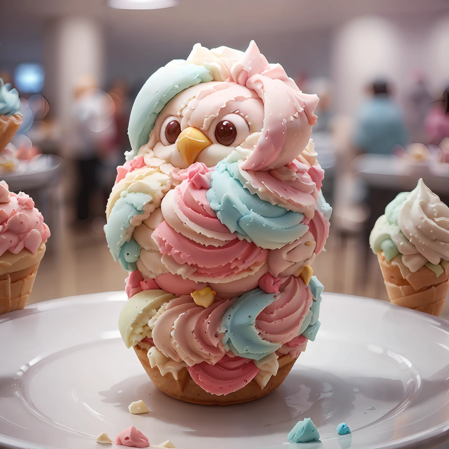 Ice cream style bird body, whole,