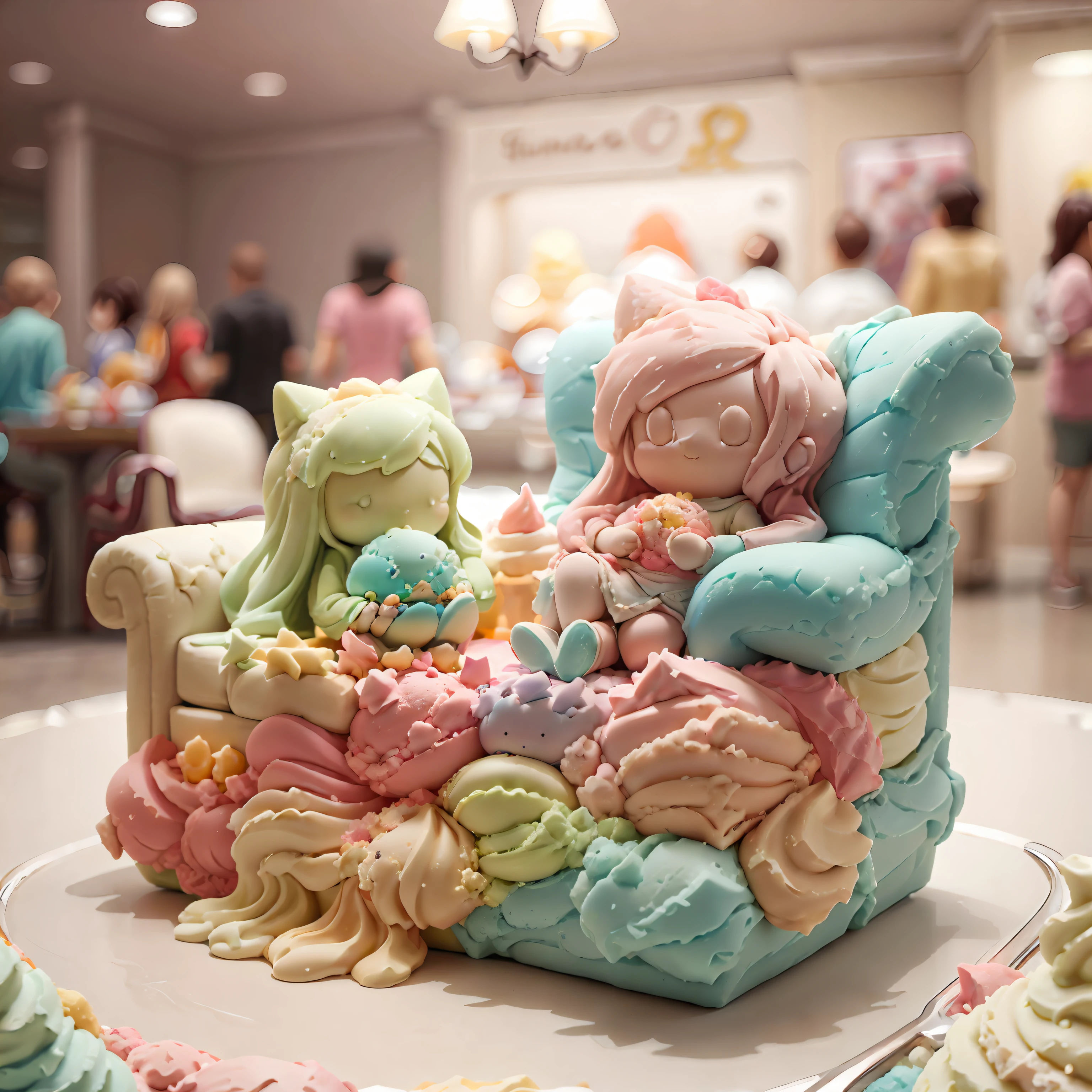 Ice cream style sofa, clay, blind box, (cute), masterpiece, best quality,