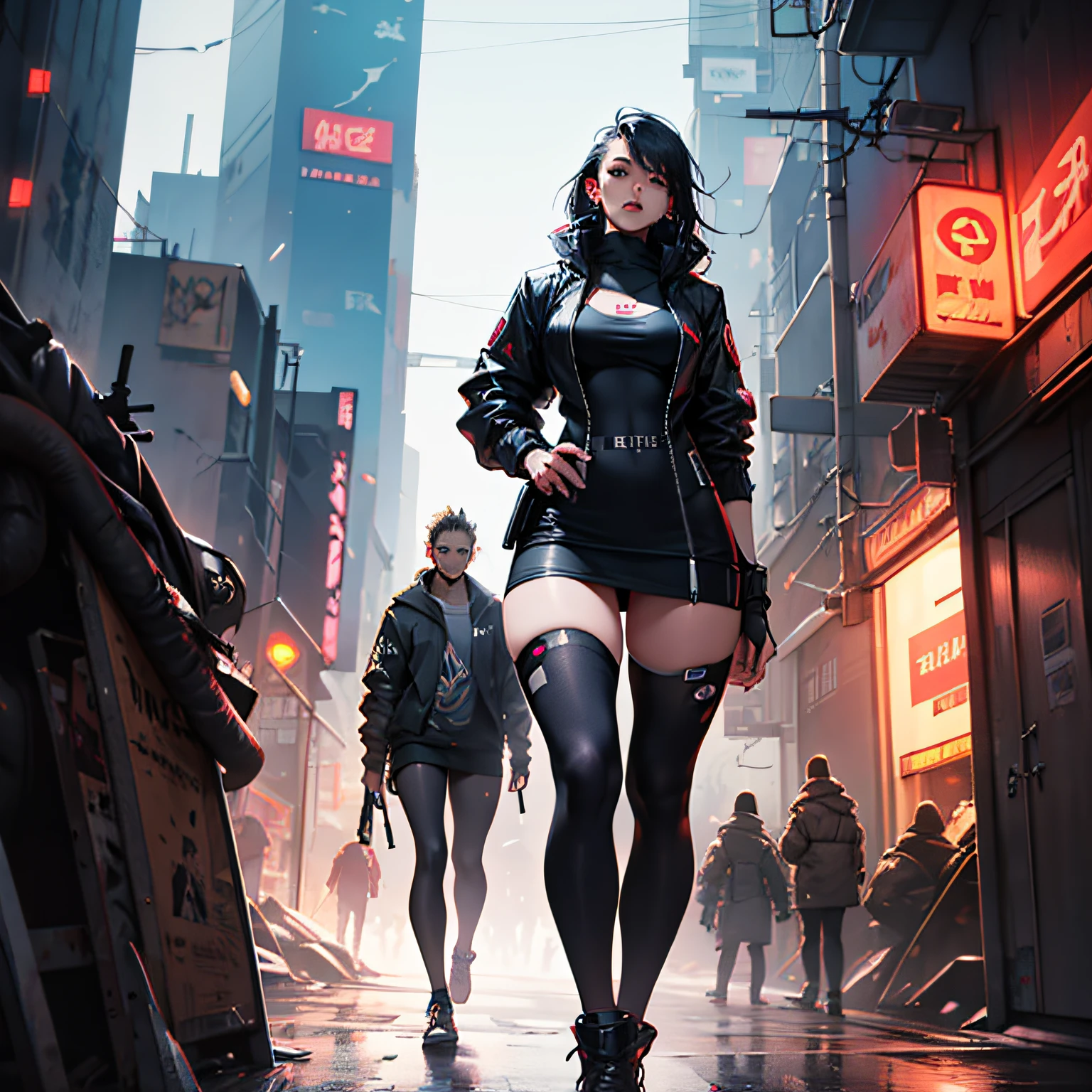 Cyberpunk style tall beautiful girl --auto