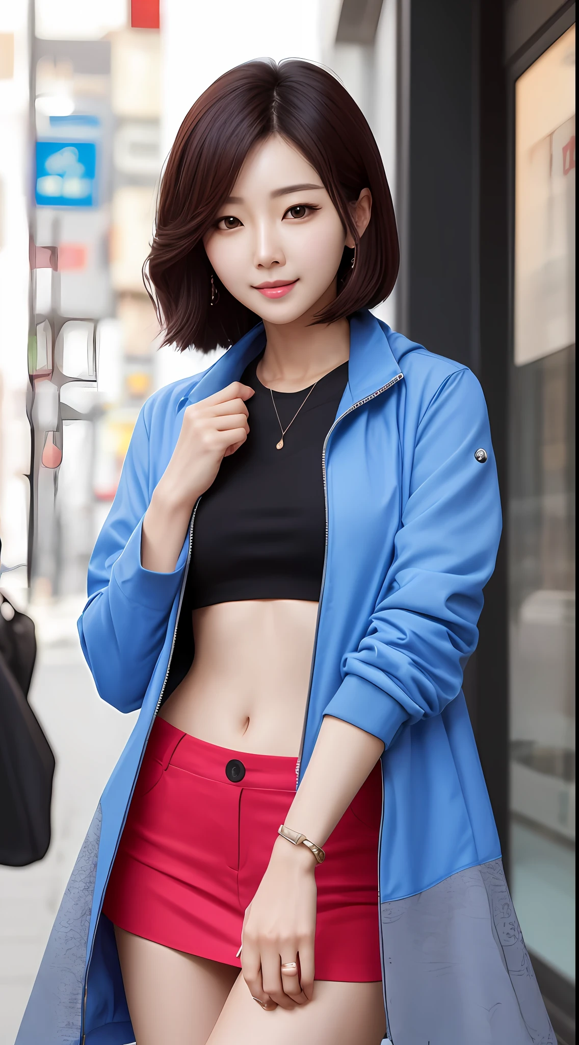 arafed woman in a pink jacket and a blue top, beautiful south korean woman, with short hair, female actress from korea, jaeyeon nam, portrait of female korean idol, cute korean actress, lee ji - eun, lee ji-eun, beautiful young korean woman, korean woman, inspired by Sim Sa-jeong, korean girl, heonhwa choe --auto