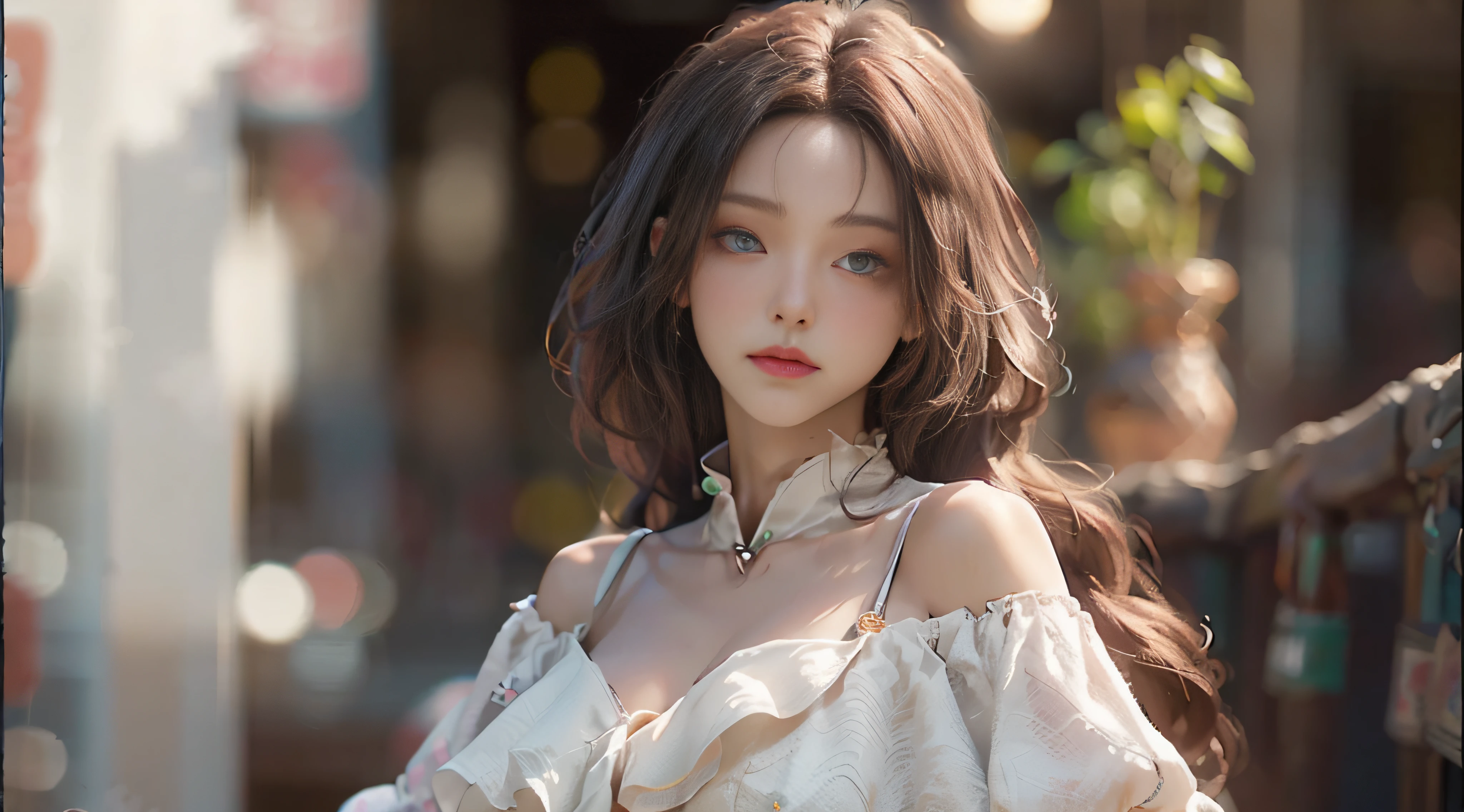 ((Best Quality)), ((Masterpiece)), (Detail: 1.4), 3D, Beautiful Cyberpunk Female Image, HDR (High Dynamic Range), Ray Tracing, NVIDIA RTX, Super Resolution, Unreal 5, Subsurface Scattering, PBR Texture, Post-Processing, Anisotropic Filtering, Depth of Field, Maximum Sharpness and Sharpness, Multi-layer Texture, Albedo and Highlight Mapping, Surface Coloring, Mitsu-Accurate Simulation of Material Interactions, Perfect Proportions, Octane Rendering, Two-color Light, Large Aperture, Low ISO, white balance, regular three-point, 8K RAW, beautiful bright pupils, off-the-shoulder clothes, fine pupils, delicate face and eyes, long eyelashes, blush, delicate and fluffy hair, pink lips, pure, cute, sweet girl, artistic sense, casual wear, high-end sense