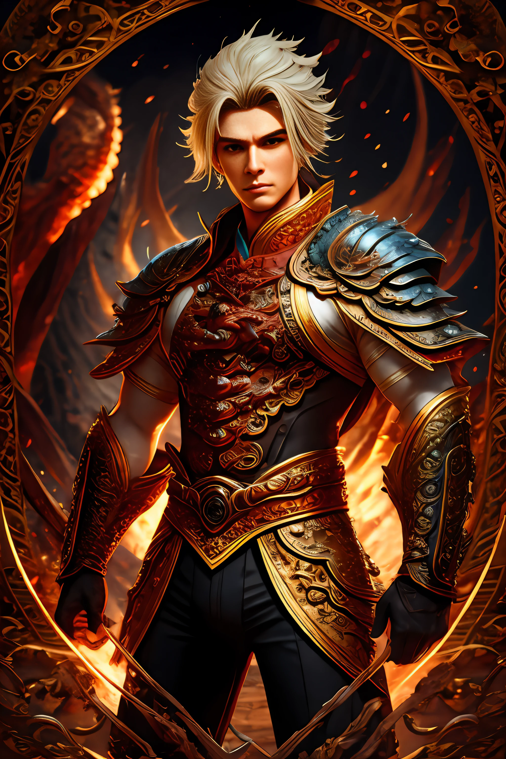 Handsome guy, 25 years old, Asian, master work, best picture quality, higher quality, high detail, super high resolution, (realistic: 1.4) 8k resolution, delicate facial features, boys, big muscles, tattoos, glowing eyes, short hair, gray hair, hair details, (full body: 0.6), detailed background , [[Look away, look to the side, emphasize homosexuality and pay attention to every detail , Open Hanfu transparent tulle jacket, white rubber pants, (crotch bulge), , Fa gong, Chinese kung fu, fingerless gloves, Wristbands, dragon themed costumes, monk robes, dynamic composition,,, wood, wood background, very much wood, wood around the body, dead wood, lots of branches background, Chinese wood carving, wood carving modeling crafts, holding wood carving magic vessels, night