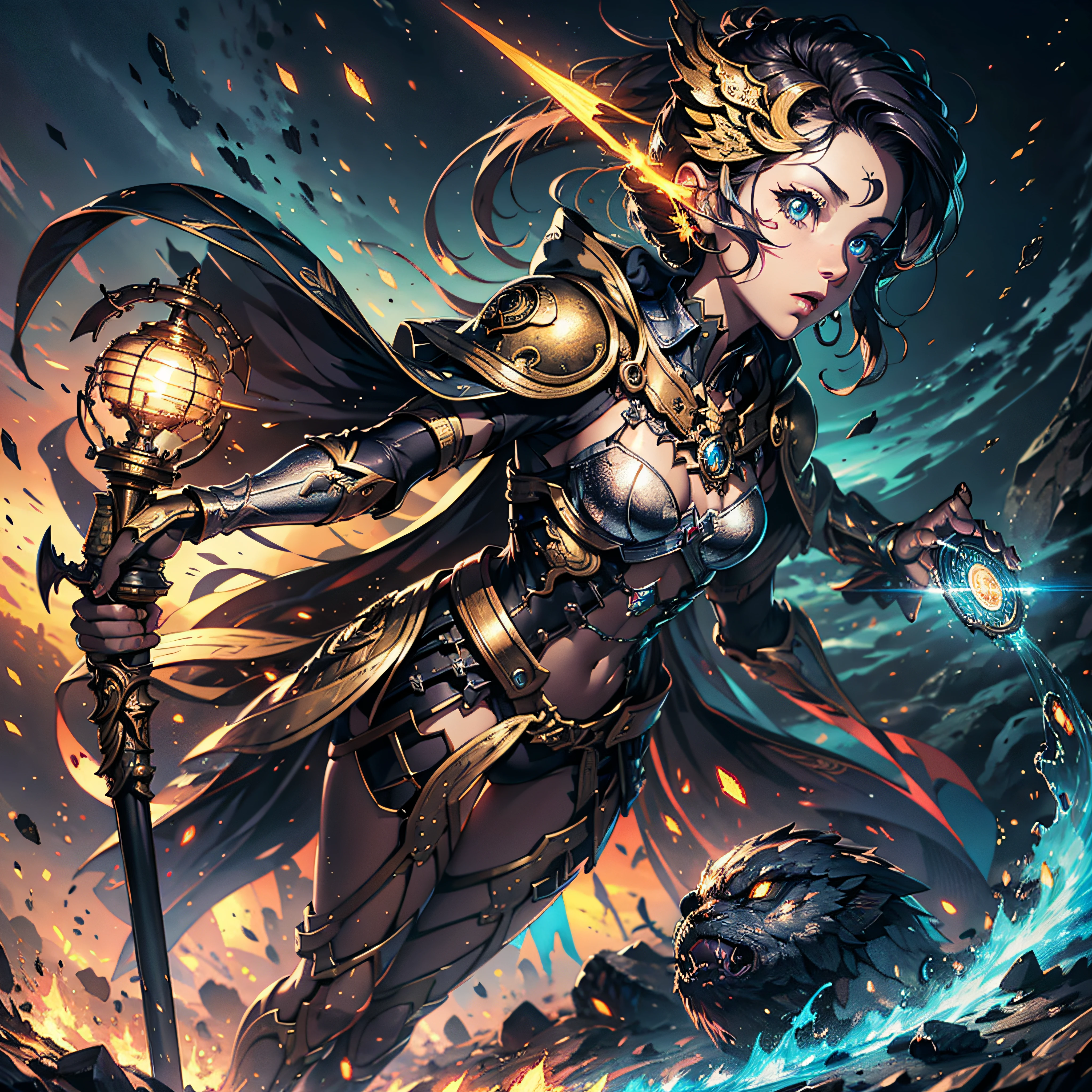 1 demon, emperor of darkness, detailed eyes, detailed face, detailed skin, mature body, tall body, seductive body, whole body, desert BREAK and pyramid bottoms, holding only a holy sun scepter, phoenix dragon in the sky, highly saturating sun rays, holy ceremony, angelic halo, dazzling golden and orange spark around, sacred magic circle, golden crown, golden majestic lightning, best quality, masterpiece, trend in art station, BREAK, detailed, realistic, highly detailed digital art 8k, octane rendering, bioluminescent, concept art resolution BREAK 8K, realism, by studios Mappa, masterpiece, best quality, official art, illustration, ligne claire, (cool_color), perfect composition, absurdists, fantasy, focused, full body in attack pose, night sky with clouds, full moon, 8k,