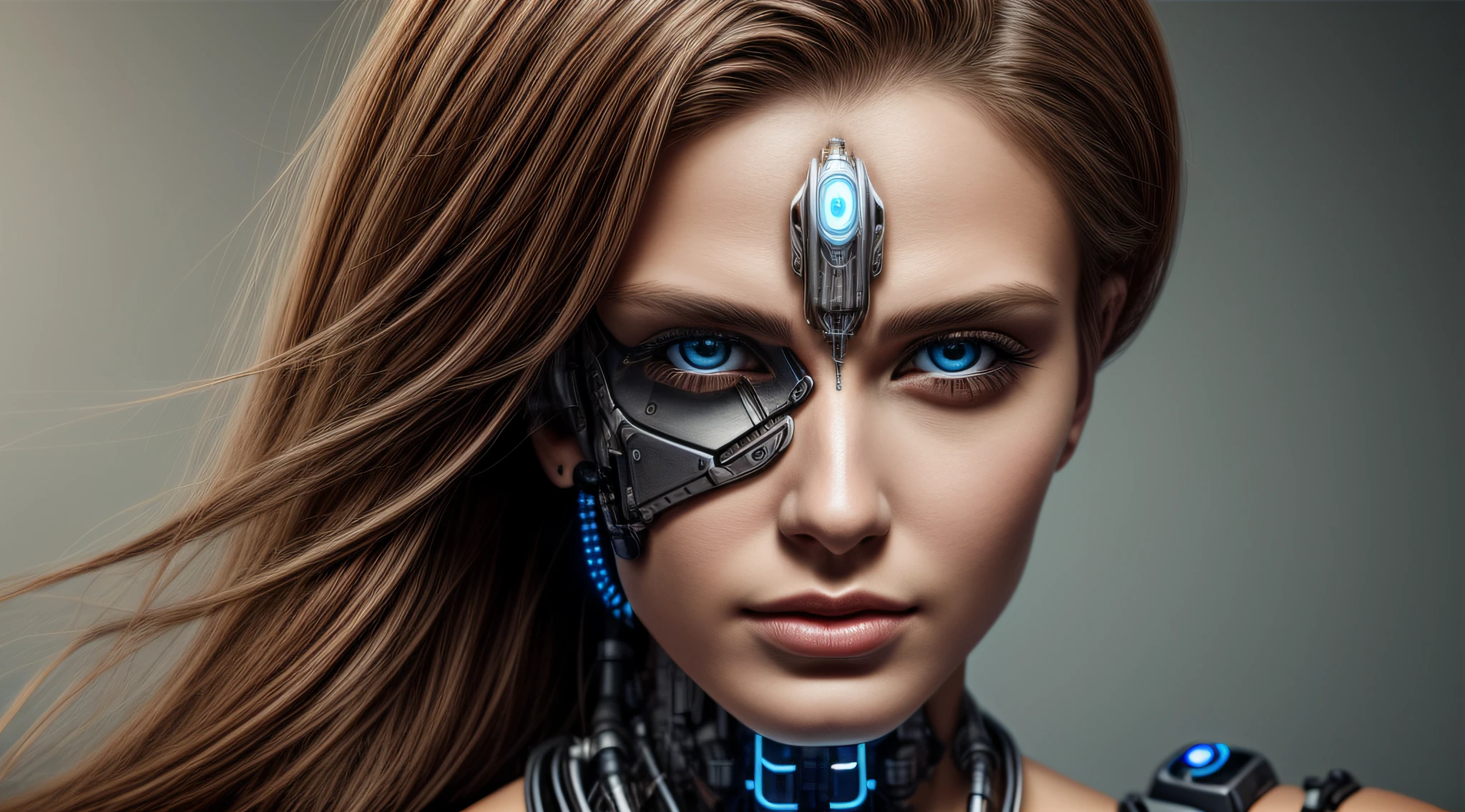 a beautiful cyborg woman , master piece , hd , hyperrealist , 8 k