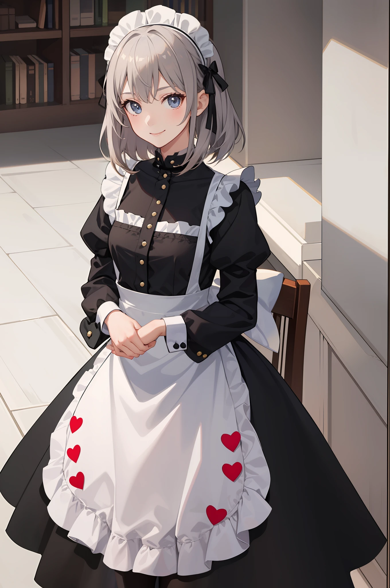 1 girl, smile, skirt, (small) chilarism, dress, apron,,,,,,、 maid,,,,,,,,、 hair ornament,