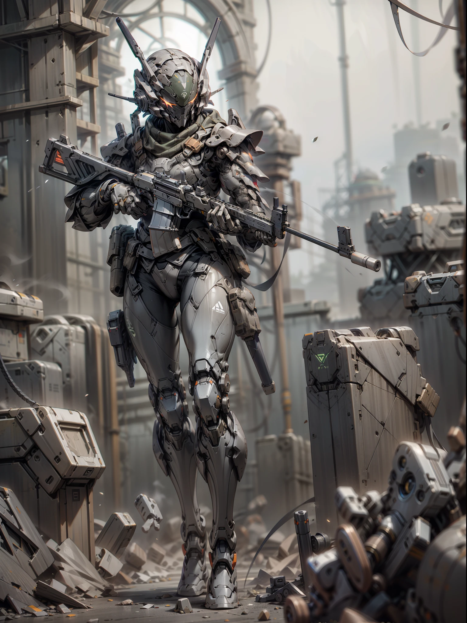 Gunsmith, all black ghost gunsmith, mask covering face, holding submachine gun in the air, super many machine gun weapons, heavy weapons, heavy machine guns, sniper rifles, cannons, Gatling machine guns scattered on the ground, carrying weapon firearms, pistol on the waist, sniper rifle behind back, super cool ghost gunsmith, weapon god, male, ninja, metal mech, with a black mask, wearing black mechanical armor, glowing red eyes, perfect body proportions, full body photo, looking up perspective, super detail, IP by pop mart, edge light, avatar, octane rendering, blender, clean black background, 3d, c4d, best quality, very detailed, ancient technology, HDR (high dynamic range), ray tracing, nvidia rtx, super resolution, unreal 5, subsurface scattering, PBR texture, post-processing, anisotropic filtering, depth of field, maximum sharpness and sharpness, multi-layer textures, albedo and highlight maps, surface shading, accurate simulation of light-material interactions, perfect proportions, Octane rendering, duotone lighting, low ISO, white balance, rule of thirds, wide aperture, 8K RAW, high efficiency sub-pixel, subpixel convolution, luminescent particles, light scattering, Tyndall effect