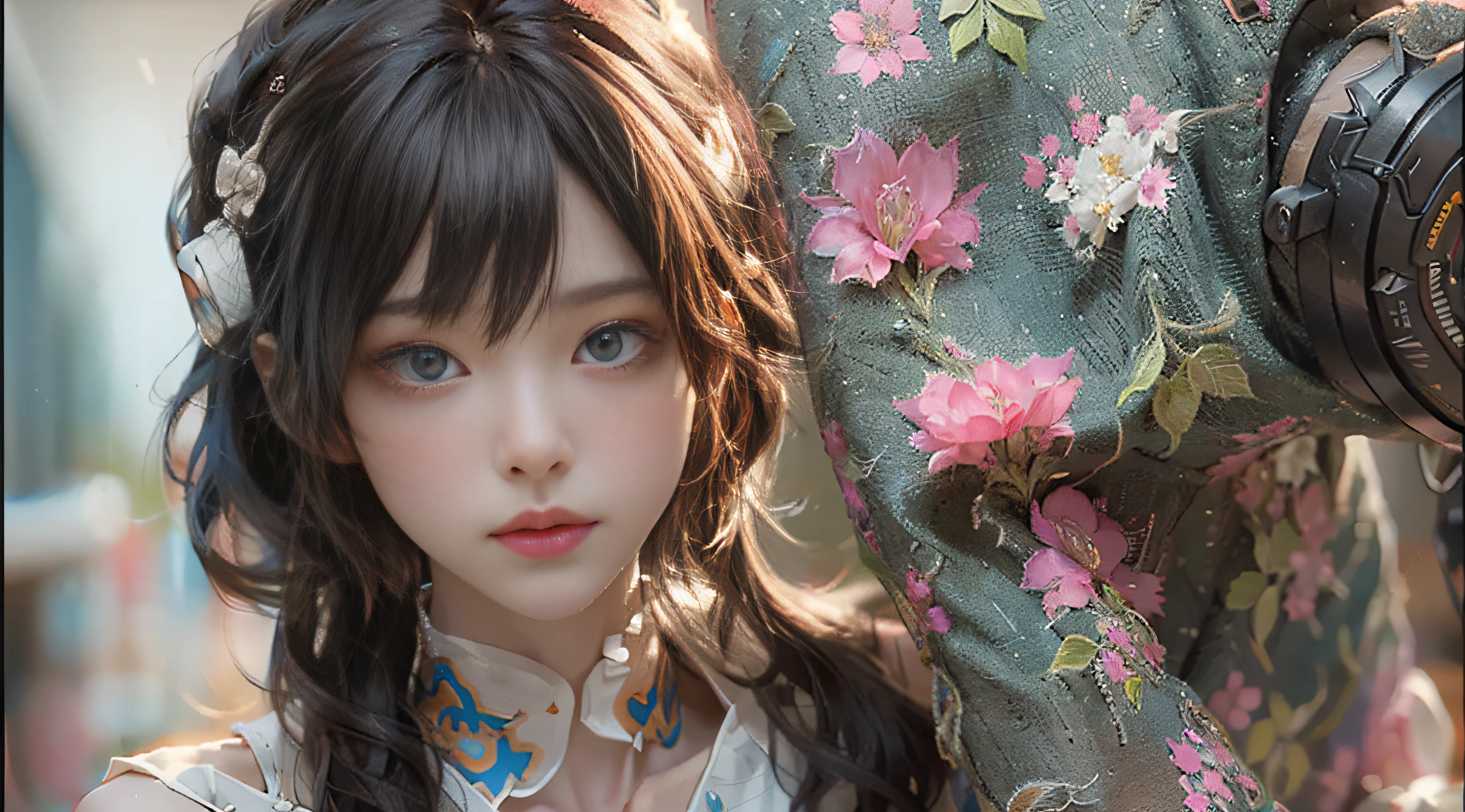 ((Best Quality)), ((Masterpiece)), (Detail: 1.4), 3D, Beautiful Cyberpunk Female Image, HDR (High Dynamic Range), Ray Tracing, NVIDIA RTX, Super Resolution, Unreal 5, Subsurface Scattering, PBR Texture, Post-Processing, Anisotropic Filtering, Depth of Field, Maximum Sharpness and Sharpness, Multi-layer Texture, Albedo and Highlight Mapping, Surface Coloring, Mitsu-Accurate Simulation of Material Interactions, Perfect Proportions, Octane Rendering, Two-color Light, Large Aperture, Low ISO, white balance, regular three-point, 8K RAW, beautiful bright pupils, off-the-shoulder clothes, fine pupils, delicate face and eyes, long eyelashes, blush, delicate and fluffy hair, pink lips, pure, cute, sweet girl, artistic sense, casual wear, high-end sense