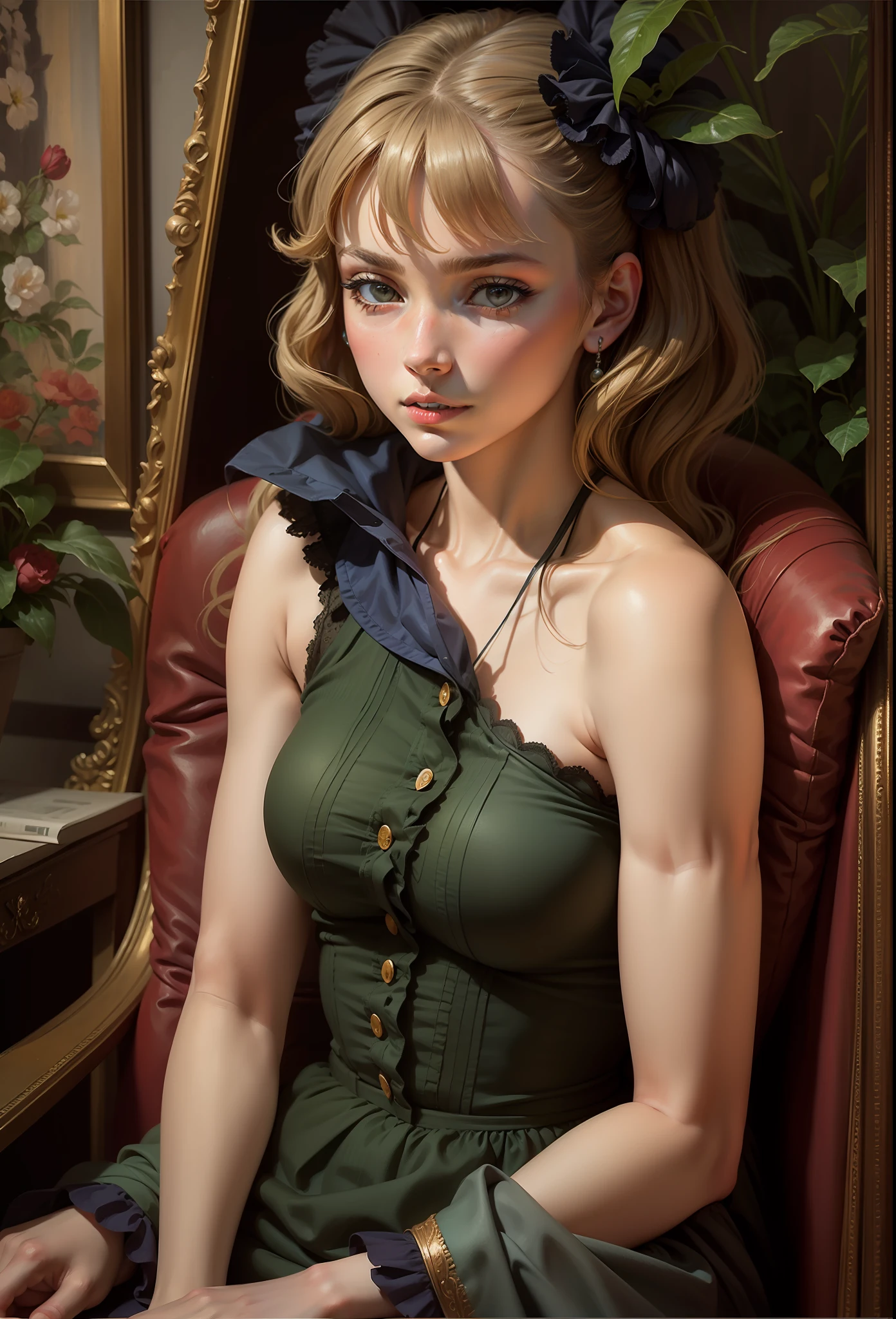 Woman seated, painted like a Renoir.