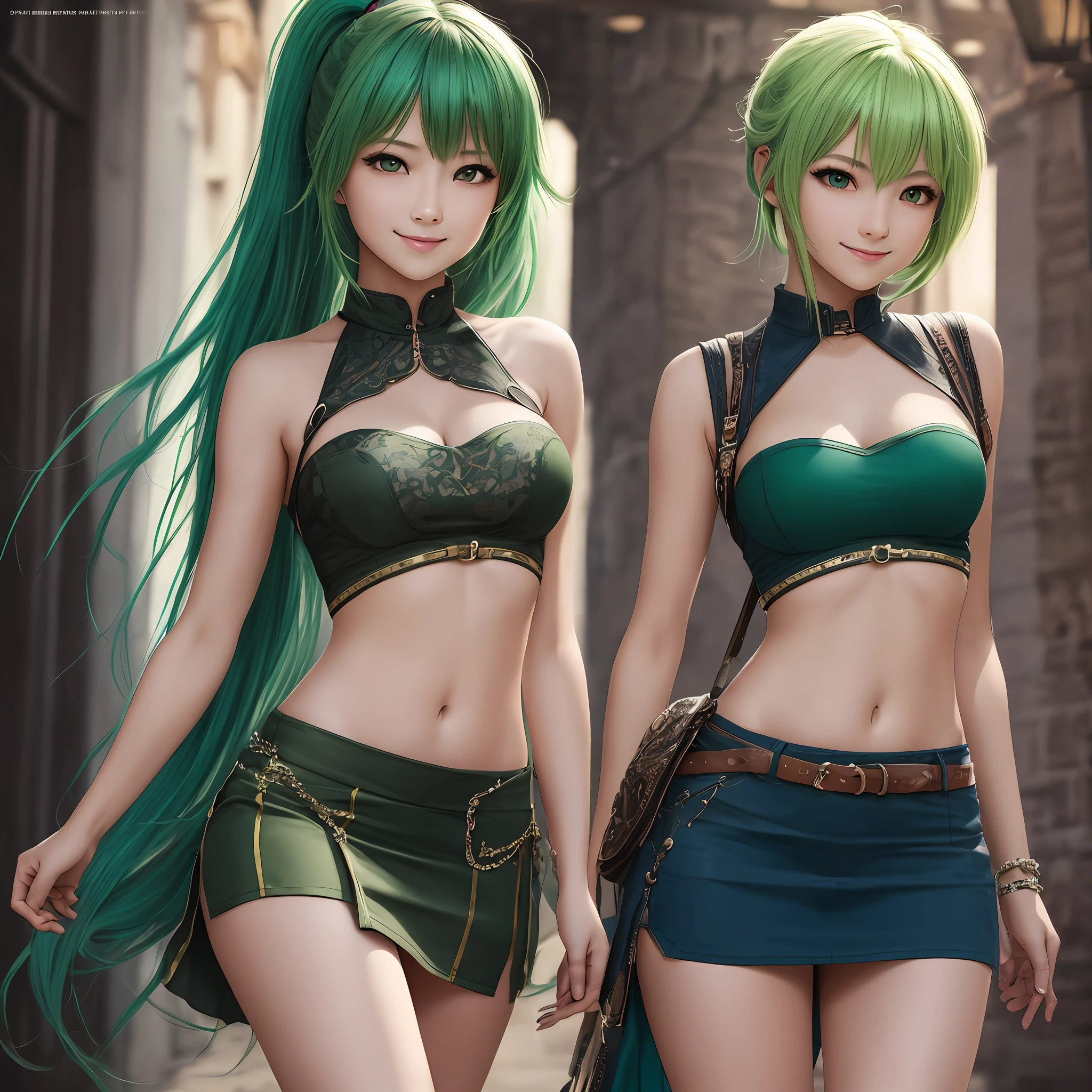 Top quality,masterpiece, photo, very delicate and beautiful, highly detailed CG ,unity,8k wallpaper, amazing, real photo,fine detail, official art,phototic,highly detailed CG Unity 8k wallpaper,absurdity, huge file size, super detailed, high resolution, beautiful detailed girl, highly detailed eyes and face, real live action, mini skirt, beautiful detailed eyes,(( Very shiny separate clothes)),1 girl,1 person,Full body,Full body shot,Watch Viewer,((Light green hair),(Light green hair)), Red eyes,((bliss)), Most detailed background, ((Cosplay)), 19 years old, green, shiny, see-through, (smile), ponytail, belly button out, super mini skirt, legs wide left and right, Japan person, thighs, sleeveless, shoulder straps --auto