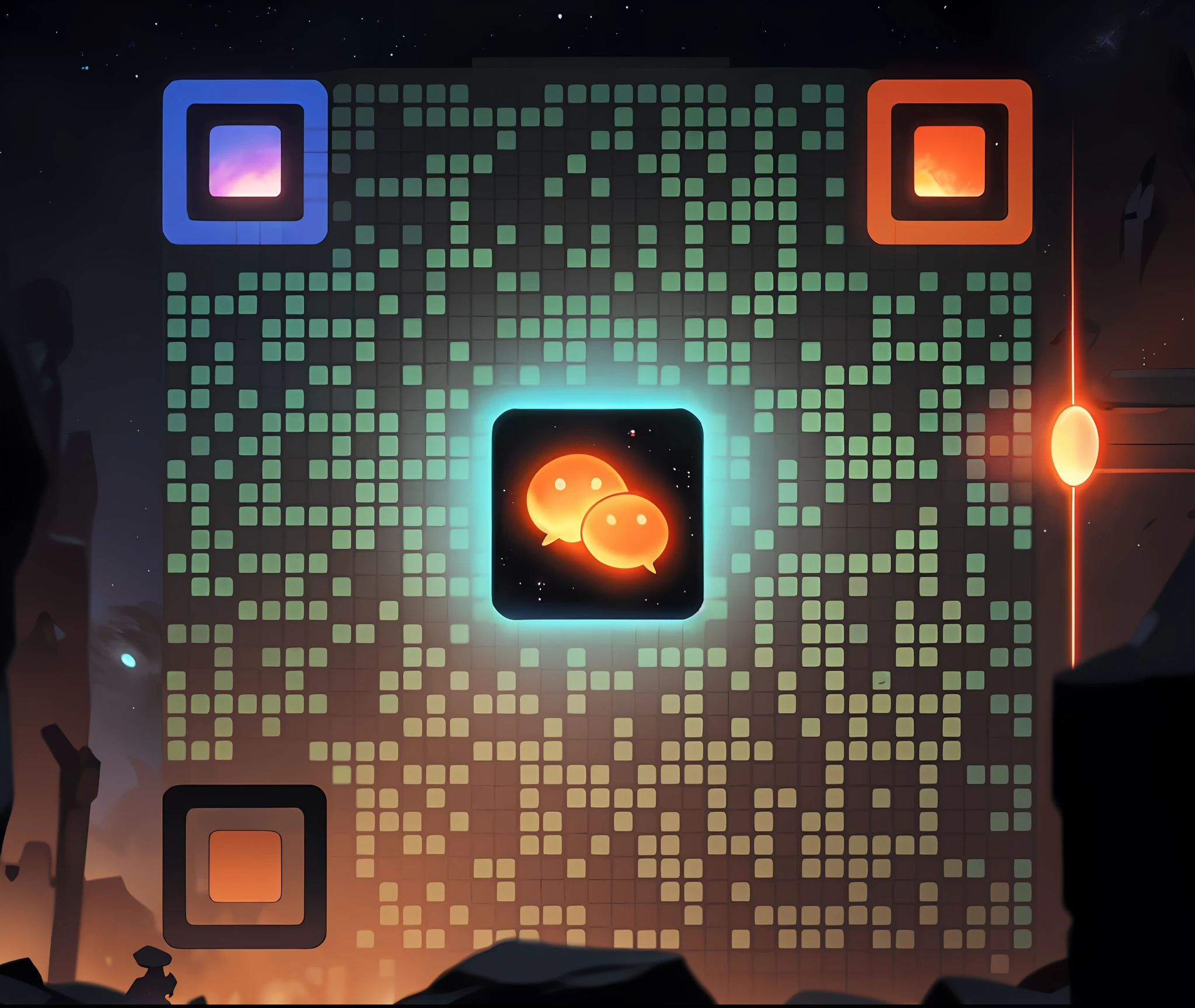 Draw a young programmer, sitting on a research platform floating in the middle of an asteroid belt. He is studying with a notebook, surrounded by several asteroids glowing with fiery auras. Dramatic lighting from distant stars and planets illuminates the scene, casting deep shadows on the suit. The young man looks confident and determined, looking at the vast and mysterious universe with wonder and respect,facial hair, cowboy shot,