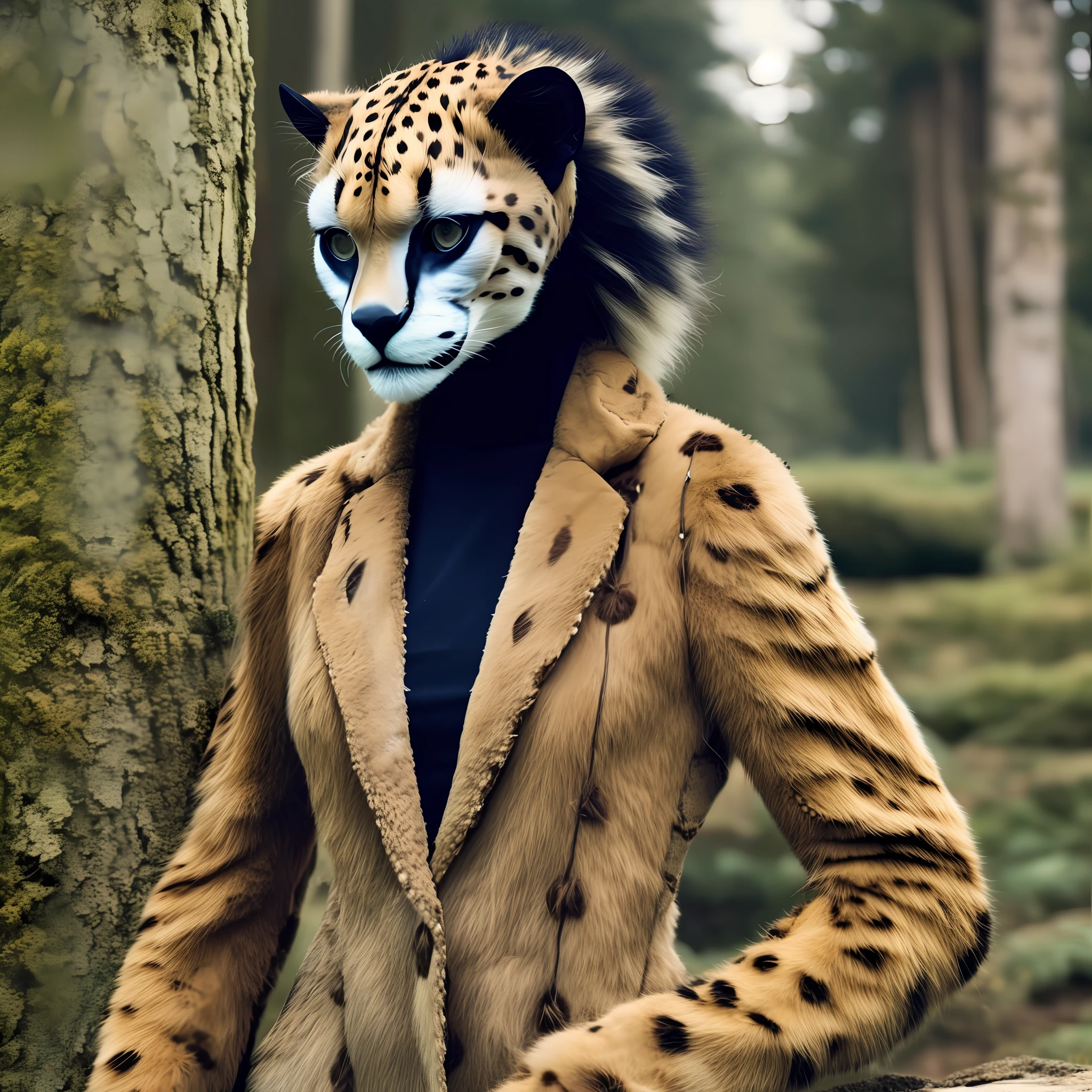 a photo of a cheetah-woman hybrid as a buisiness-woman, 8k