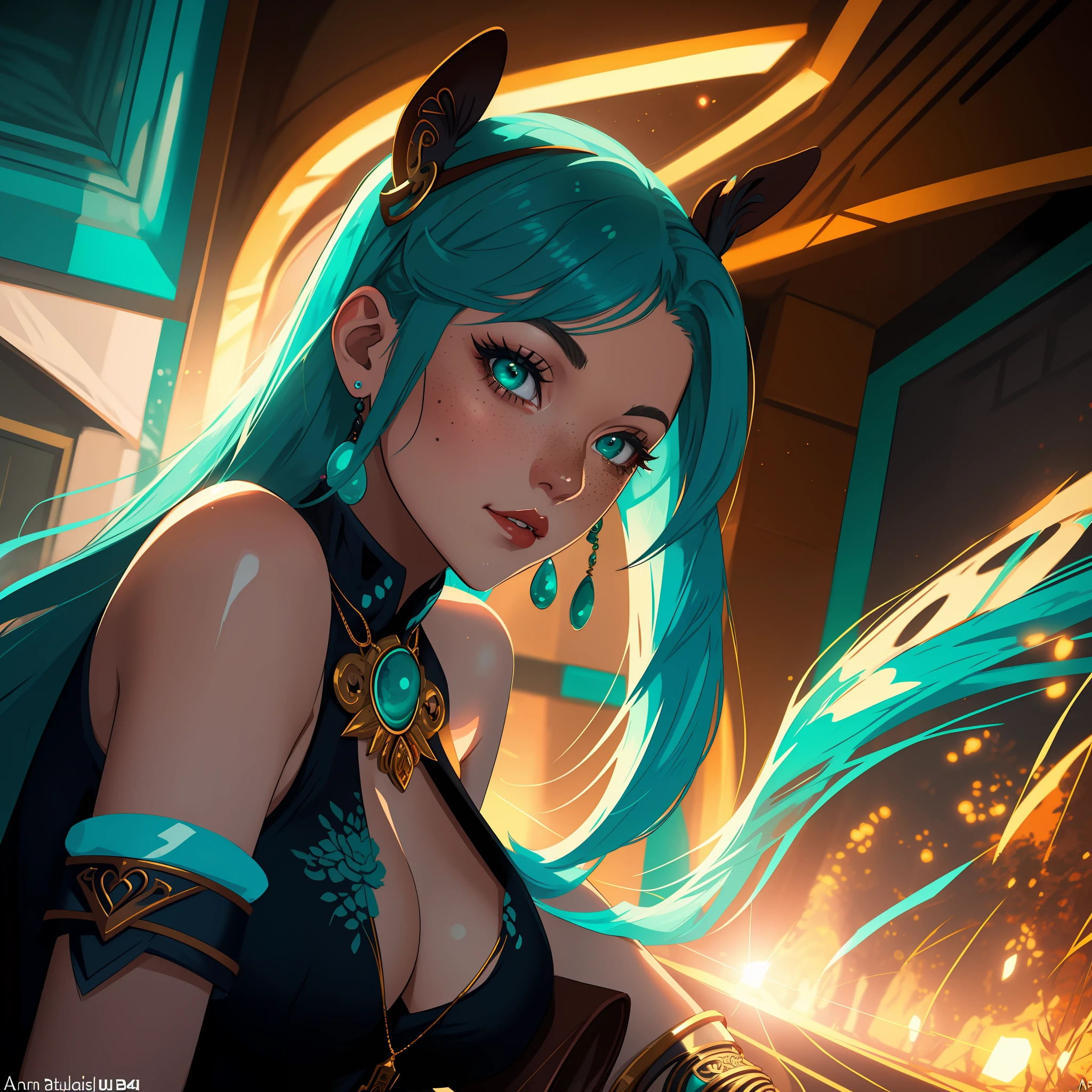 hyper realistic, ultra detailed photograph of a barbarian woman, ((Jade ocean:1.25)), golden jewelry, shiny, sunlight fractal details, (Anna Steinbauer:1.5), depth of field, HOF, hall of fame, detailed gorgeous face, apocalyptic environment, natural body posture, professional photographer, captured with professional DSLR camera, trending on Artstation, 64k, ultra detailed, ultra accurate detailed, bokeh lighting, surrealism, Thomas Kinkade background, urban, ultra unreal engine, ((Pauline Voß)), ((Pascal Quidault)), ((Anna Helme)), Martina Fackova, intricate, epic, freckles, peach fuzz, detailed mascara