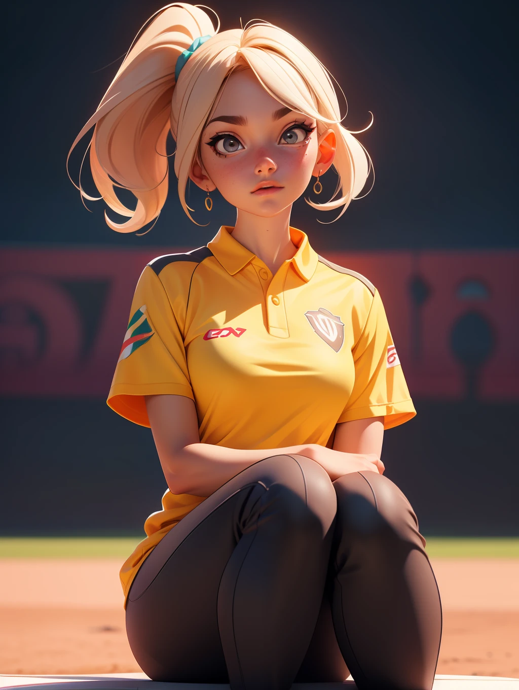 A girl sitting in cricket stadium cheering for a team, deviantart artstation cgscosiety, cgsociety portrait, photorealistic anime girl render, 3 d render character art 8 k, stunning digital illustration, gorgeous 3d render, cgsociety inspired, trending in cgsociety, 3d render trending on artstation, trending on artstation hd, render of april