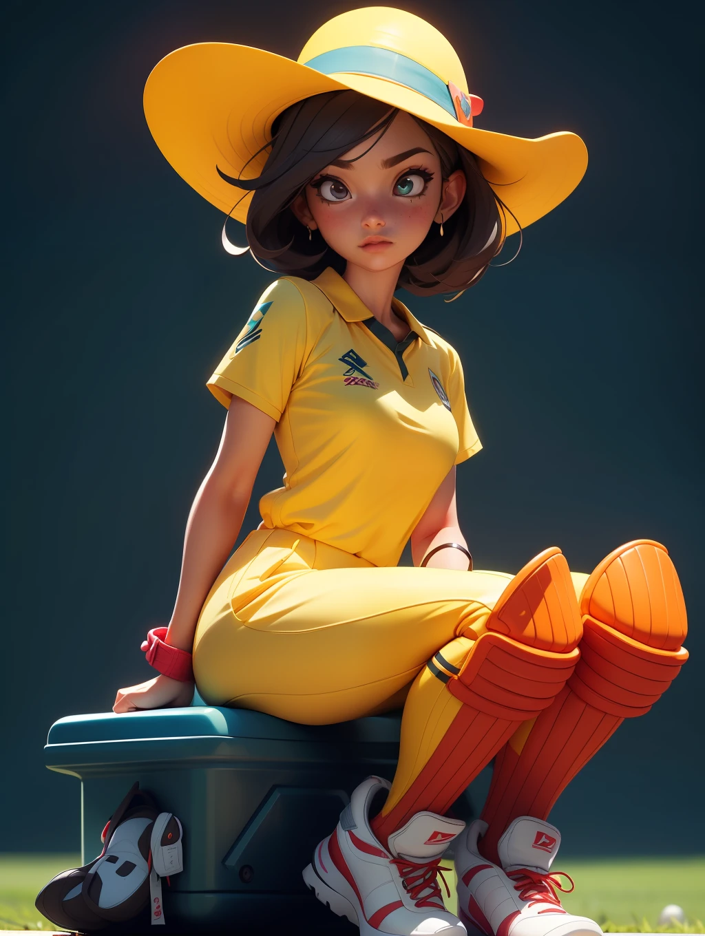 A girl sitting in cricket stadium cheering for a team, deviantart artstation cgscosiety, cgsociety portrait, photorealistic anime girl render, 3 d render character art 8 k, stunning digital illustration, gorgeous 3d render, cgsociety inspired, trending in cgsociety, 3d render trending on artstation, trending on artstation hd, render of april