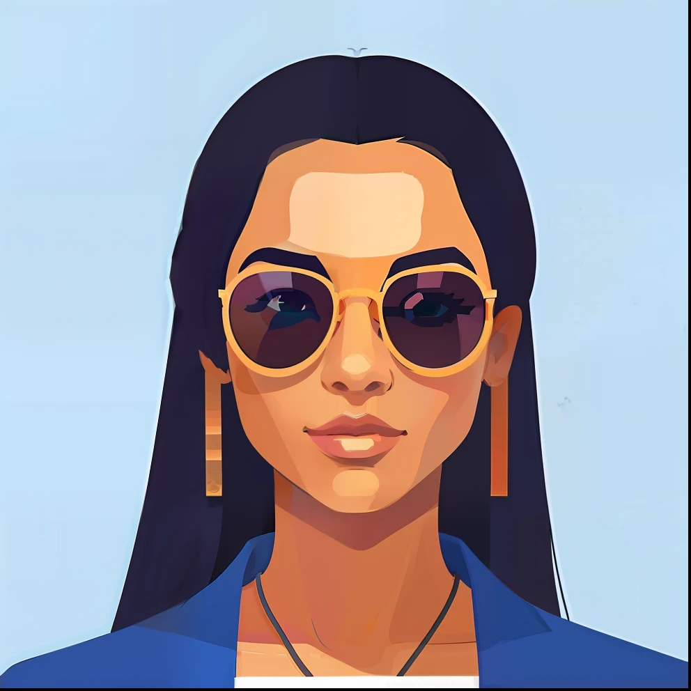 illustration of a woman with sunglasses and a necklace, in style of digital illustration, vector art style, vector style drawing, flat vector art, shaded flat illustration, detailed illustration portrait, cartoon style illustration, 2 d illustration, 2d illustration, flat 2 d vector art, vector illustration, flat vector graphic, vector style, portrait illustration, flat illustration, detailed 2d illustration