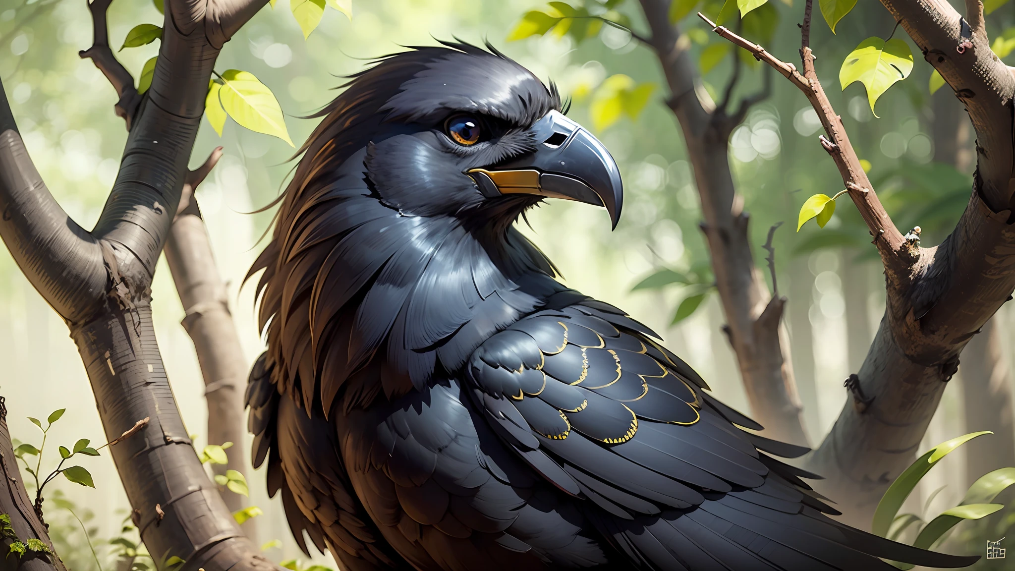 There is a big black bird flying in the sky, black crows flying on a beautiful day in the open, crow bird, crow, crow, crow wings, in forest, crow, long thick black beak shiny, dark crow, closeup of a crow, black crow, crow monster, crows, crows, dark feathered wings, beautiful crows ultra realistic 8k --auto --s2