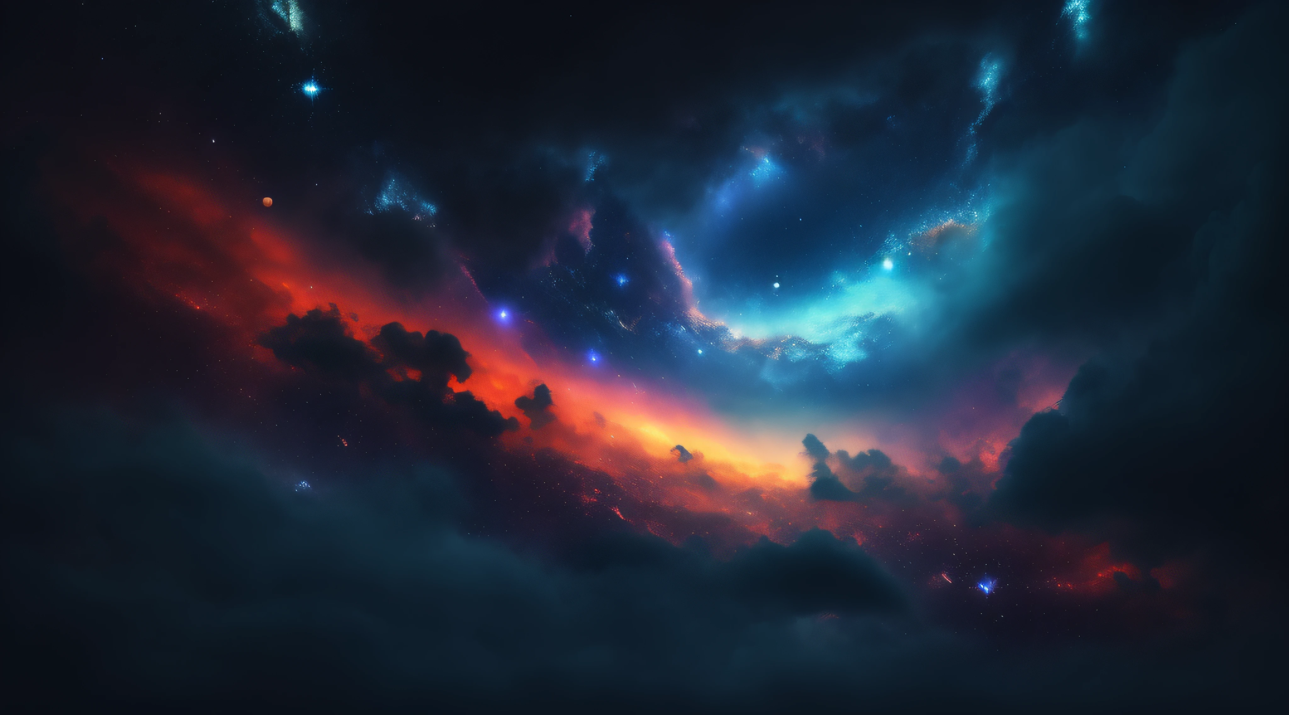 a close up of a picture of a very colorful galaxy, epic beautiful space scifi, dream like atmosphere 8k, dramatic nebula sky, space clouds, atmospheric fantasy sky, 4 k hd wallpaper very detailed, interstellar stormy bright sky, dramatic space sky, space landscape, 4k highly detailed digital art, epic dreamlike fantasy landscape, space sky, galactic landscape, beautiful space
