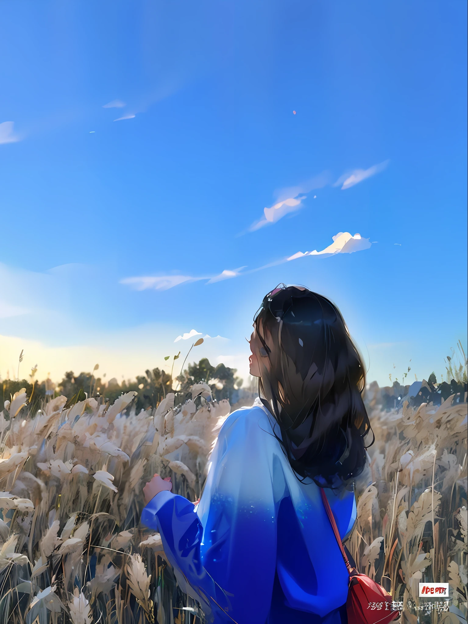 Wheat field, a farmer uncle with a straw hat standing in a wheat field, big clouds, blue sky, rice field, neat rice seedlings in the field, forest, hillside, secluded, rural, HD detail, hyper-detail, cinematic, surrealism, soft light, deep field focus bokeh, ray tracing and surrealism. --v6