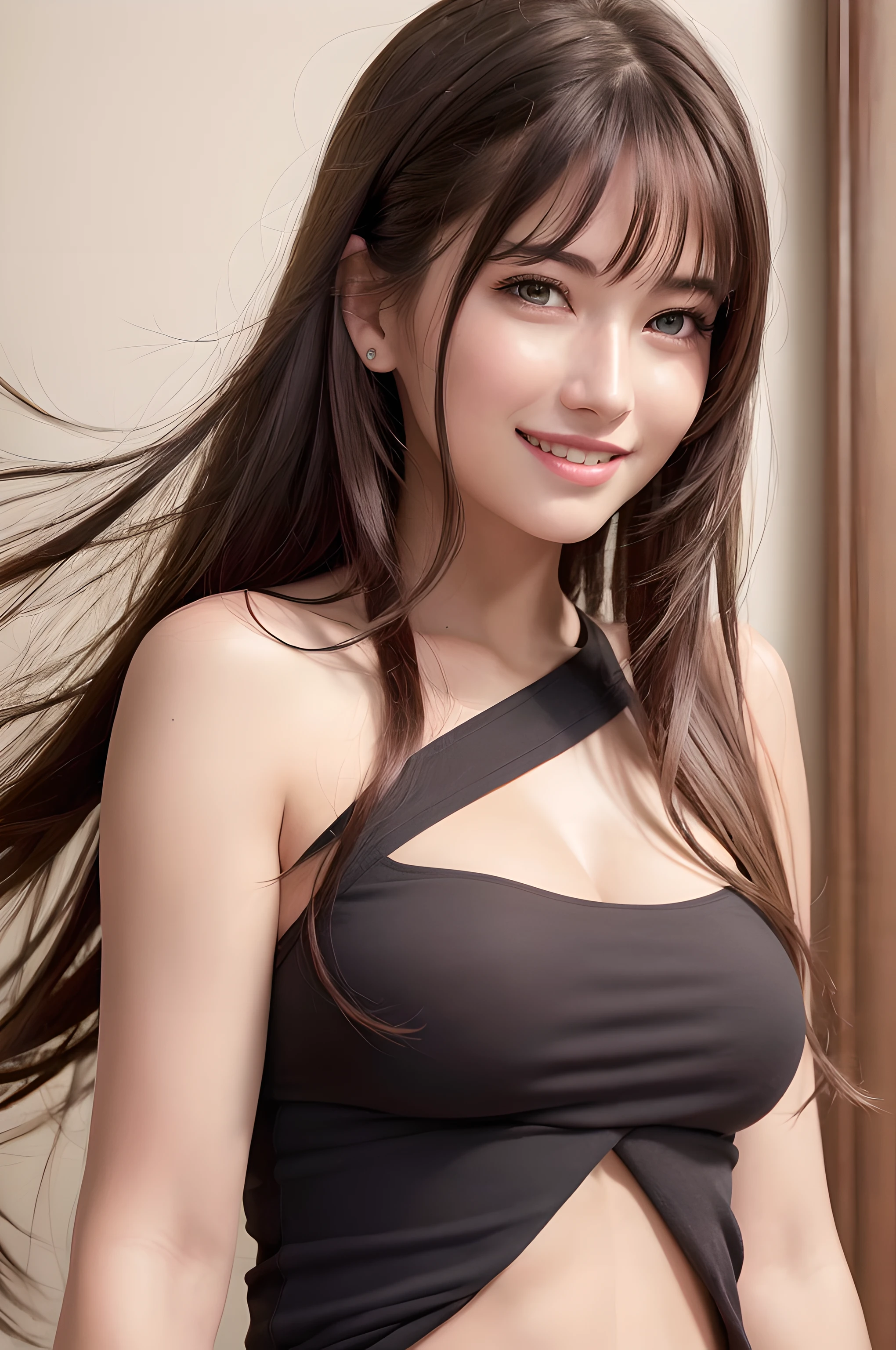 (8k, best quality, masterpiece:1.2), (realistic, photo-realistic:1.37), ultra-detailed, 1 girl,cute, solo, (nose blush),(smile:1.15),(closed mouth), bigbreasts,beautiful detailed eyes, (long hair:1.2),floating hair NovaFrogStyle, upper body,