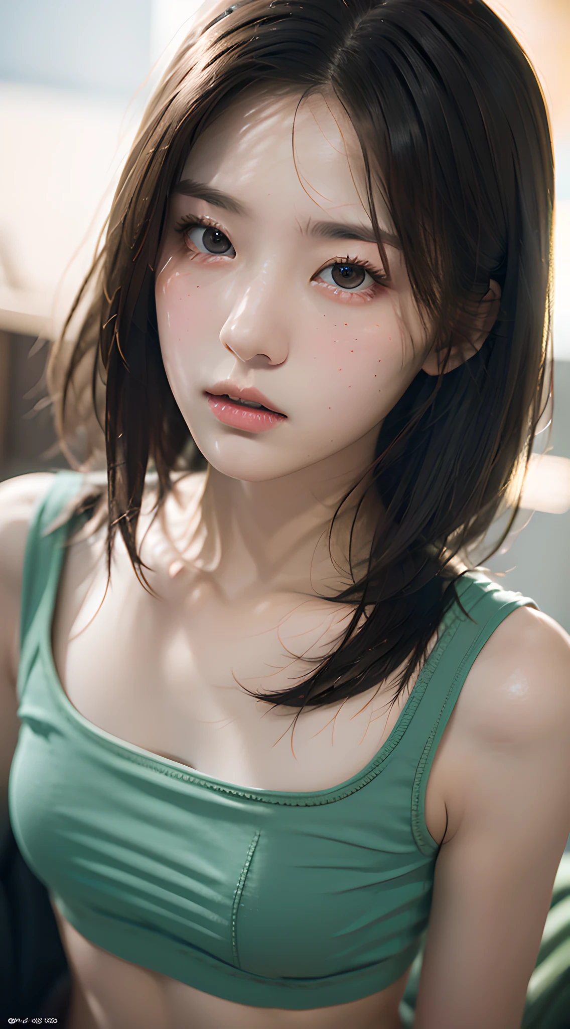 (masterpiece, best quality, beautiful girl, pretty face:1.2), (close up face:1.1), 8k, official art, raw photo, absurdres, crop top, looking at viewers, slender, teen, facelight, film grain, chromatic aberration, sharp focus, dynamic lighting, cinematic lighting