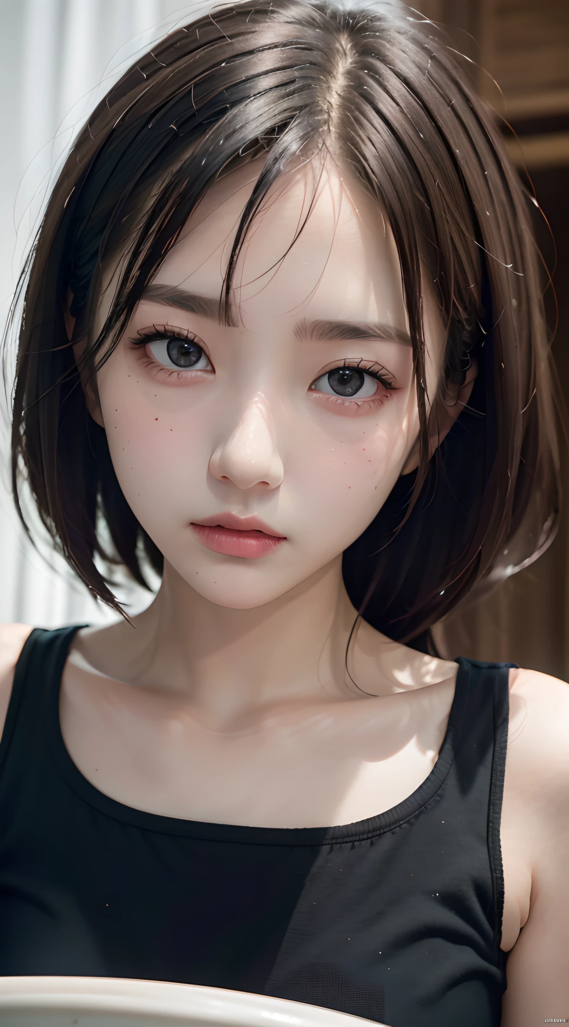 (masterpiece, best quality, beautiful girl, pretty face:1.2), (close up face:1.2), 8k, official art, raw photo, absurdres, crop top, looking at viewers, slender, teen, facelight, film grain, chromatic aberration, sharp focus, dynamic lighting, cinematic lighting