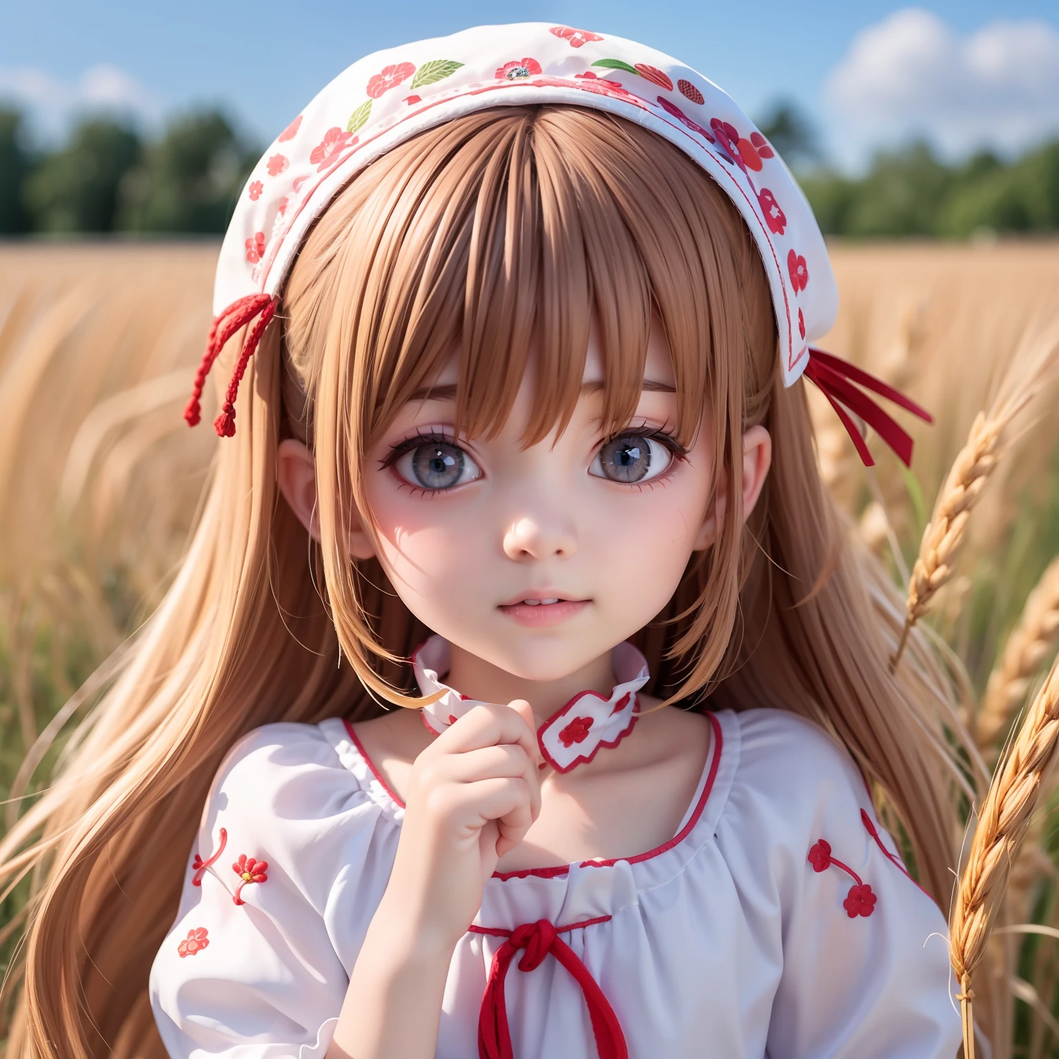 ((6ar olirl:1.5)), complete anatomy, children's body, childer cute, girl, little girdom poses,random angles,

Ukrainian girl, wheat field, golden wheat field, embroidery,((red and blue embroidery)),
Ukrainian, Russian, Belarusian, Sorochka, Ukrainian folk costumes,(red, blue, white), (red, blue, and white hairband),

 beautiful girl, 1 girl, loli, petite gir top quality, masterpiece, high eyes,drooping eyes,(realism: 1.2)), petite, bangs, tall eyes, natural light,(aquamarine eyes),bangs, beautiful girl with fine details, Beautiful and delicate eyes, Beautiful girl, detailed face, Beautiful eyes, beautiful shining body, 8K images,