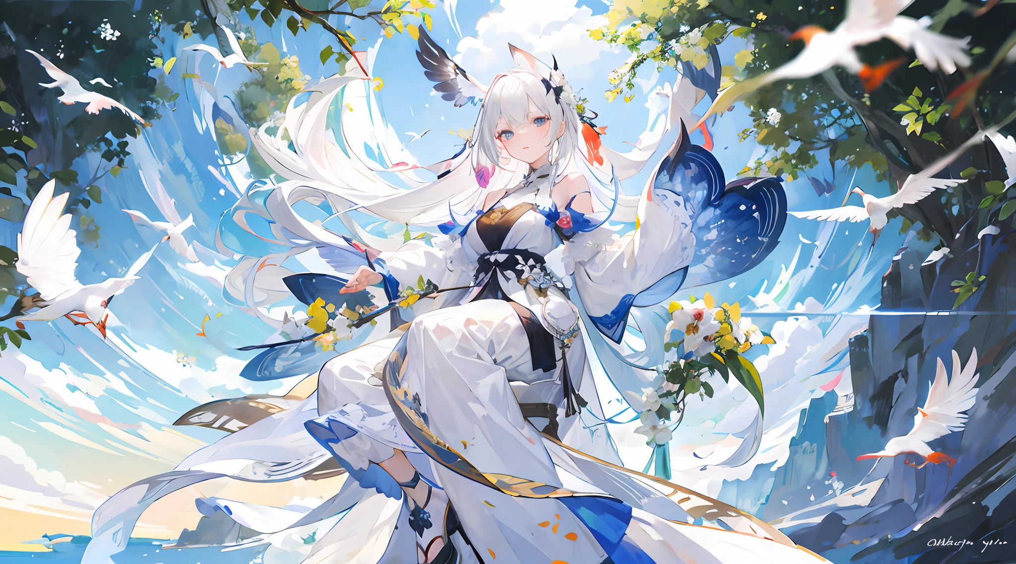Orchids, white cranes