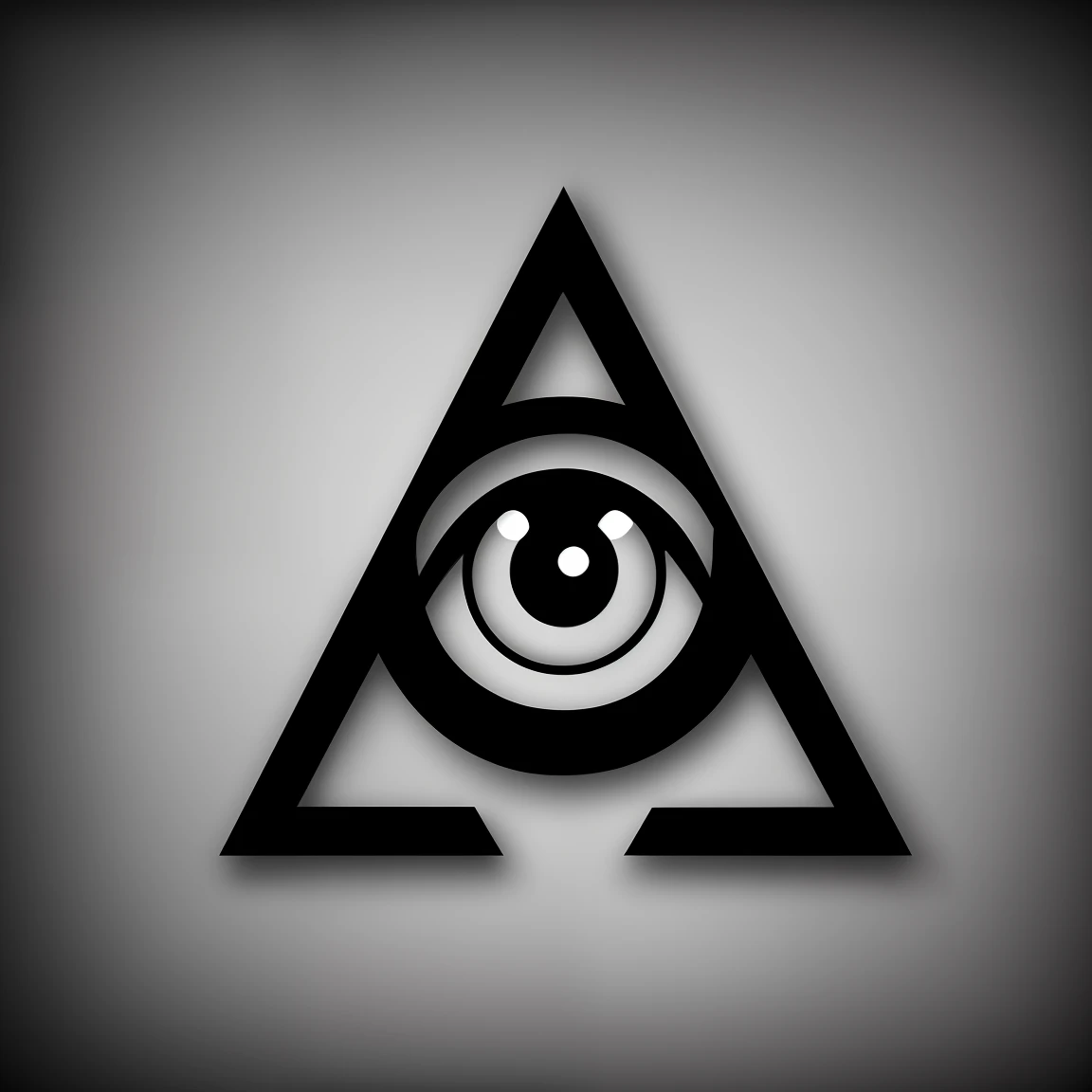 3x4 logo, pyramid with eye that all see in the center, iluminat, black and white.... no image background
