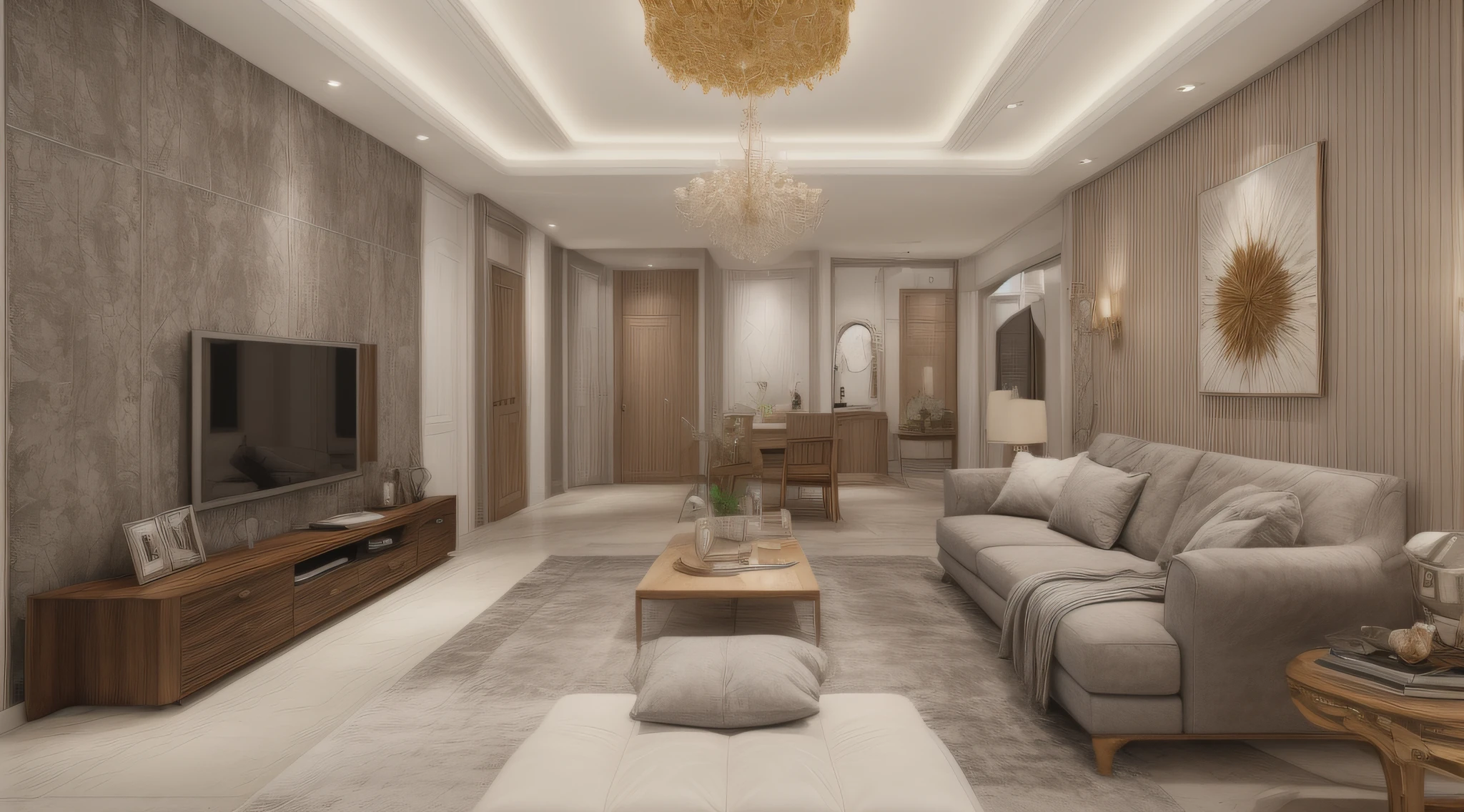 (masterpiece),(high quality), best quality, real,(realistic), super detailed, (full detail),(4k),8k,livingroom, no_humans, scenery, Modern style luxury