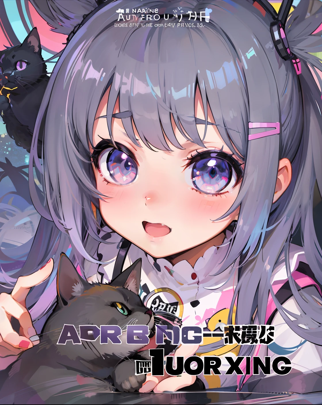 anime girl with purple eyes and black hair holding a black cat, anime cover, nightcore, my dress up darling anime, pixiv trending, (winking), trending on pixiv, [[[[grinning evily]]]], anime aesthetic, anime visual of a cute girl, flat anime style shading, anime moe artstyle --auto