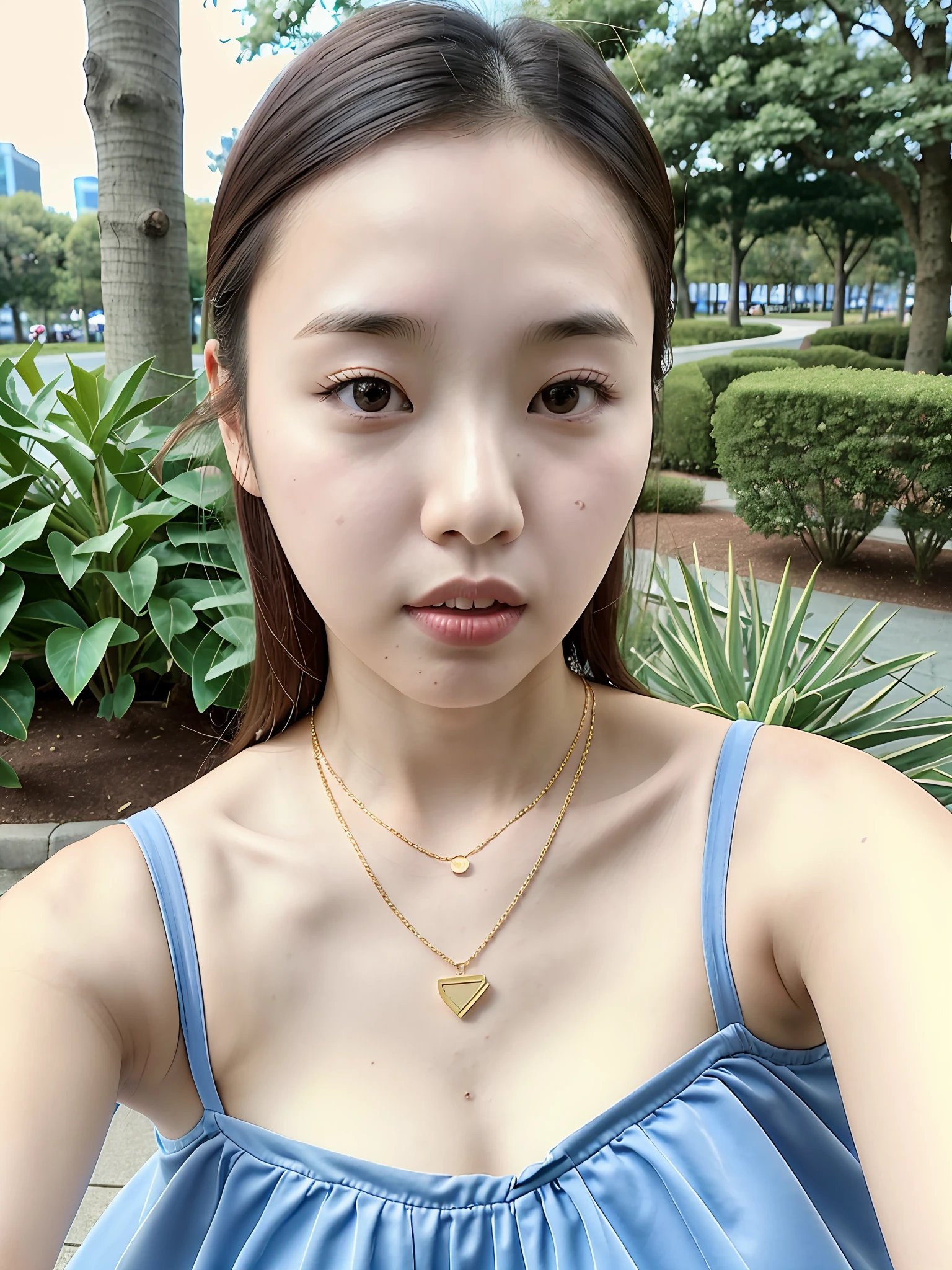 there is a woman sitting on a bench with a blue dress, 2 8 years old, 2 7 years old, 2 9 years old, 3 2 years old, wenfei ye, (38 years old), 38 years old, 8k selfie photograph, 3 0 years old woman, 30 years old woman, 3 6 years old, 2 3 years old