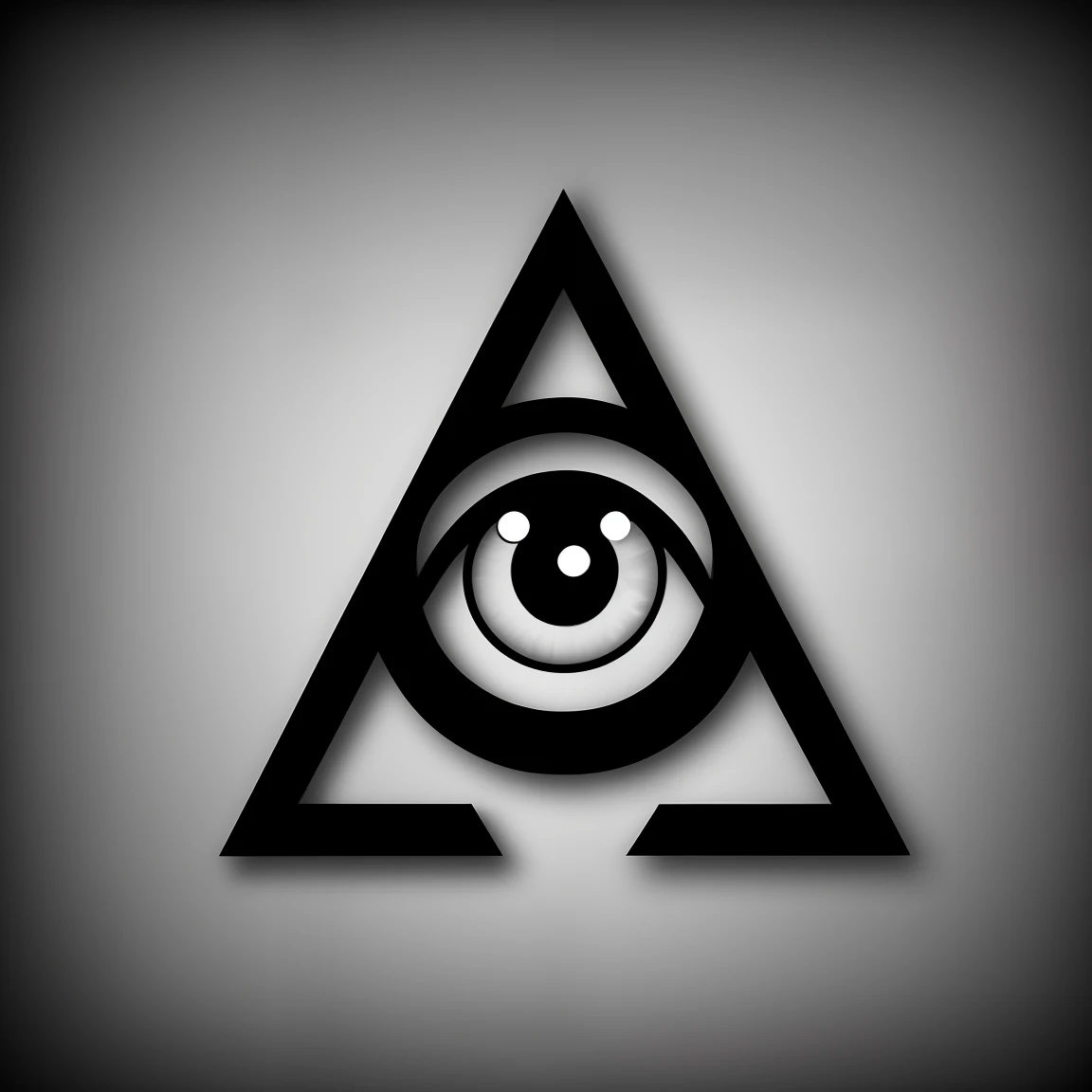 3x4 logo, pyramid with eye that all see in the center, iluminat, black and white.... no image background