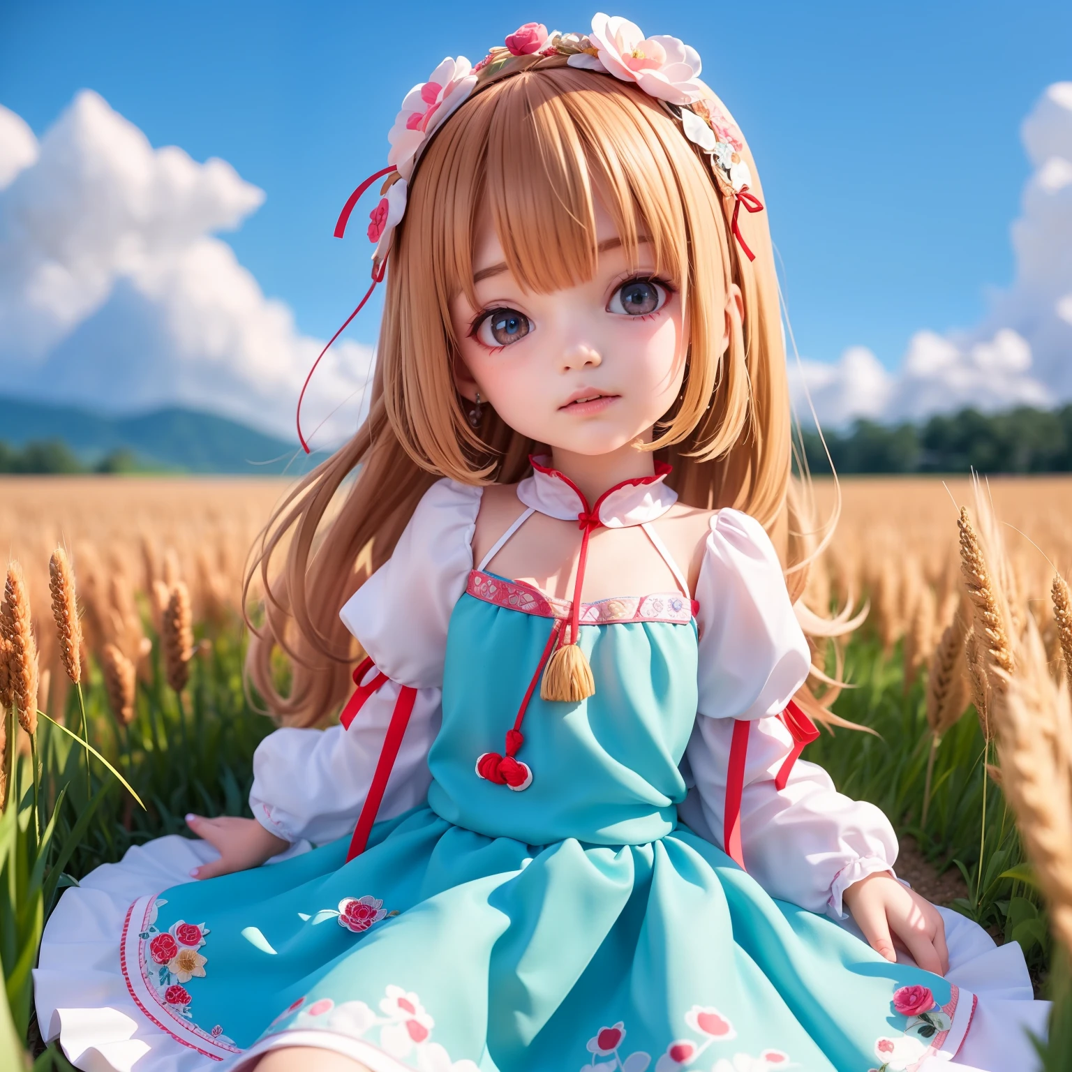 ((6ar olirl:1.5)), complete anatomy, children's body, childer cute, girl, little girdom poses,random angles,

Ukrainian girl, wheat field, golden wheat field, embroidery,((red and blue embroidery)),
Ukrainian, Russian, Belarusian, Sorochka, Ukrainian folk costumes,

 beautiful girl, 1 girl, loli, petite gir top quality, masterpiece, high eyes,drooping eyes,(realism: 1.2)), petite, bangs, tall eyes, natural light,(aquamarine eyes),bangs, beautiful girl with fine details, Beautiful and delicate eyes, Beautiful girl, detailed face, Beautiful eyes, beautiful shining body, 8K images,