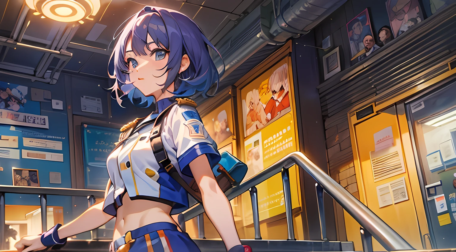 anime girl in uniform walking down stairs in front of a building, best anime 4k konachan wallpaper, anime style 4 k, anime moe artstyle, anime art wallpaper 8 k, smooth anime cg art, 4k anime wallpaper, anime wallpaper 4 k, anime wallpaper 4k, 4 k manga wallpaper, ilya kuvshinov. 4 k