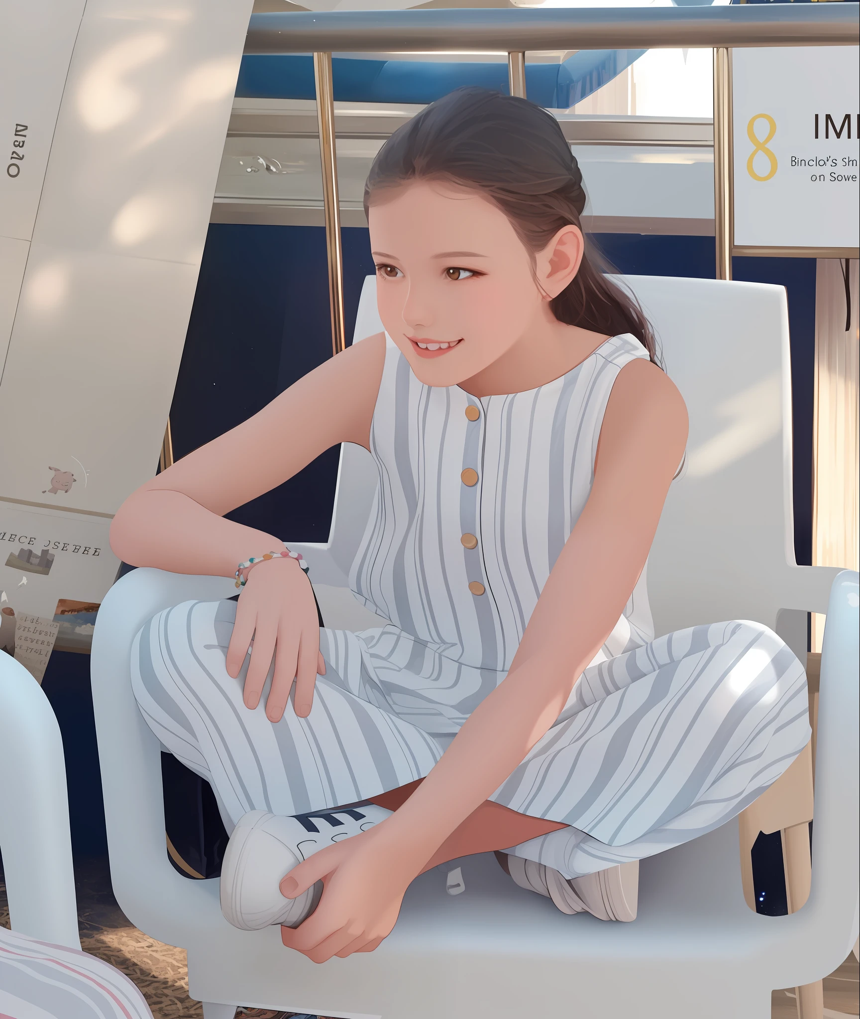 Illustration for children's story book of a girl, brown eyes. colorful and playful illustration —Digital Fantasy .11